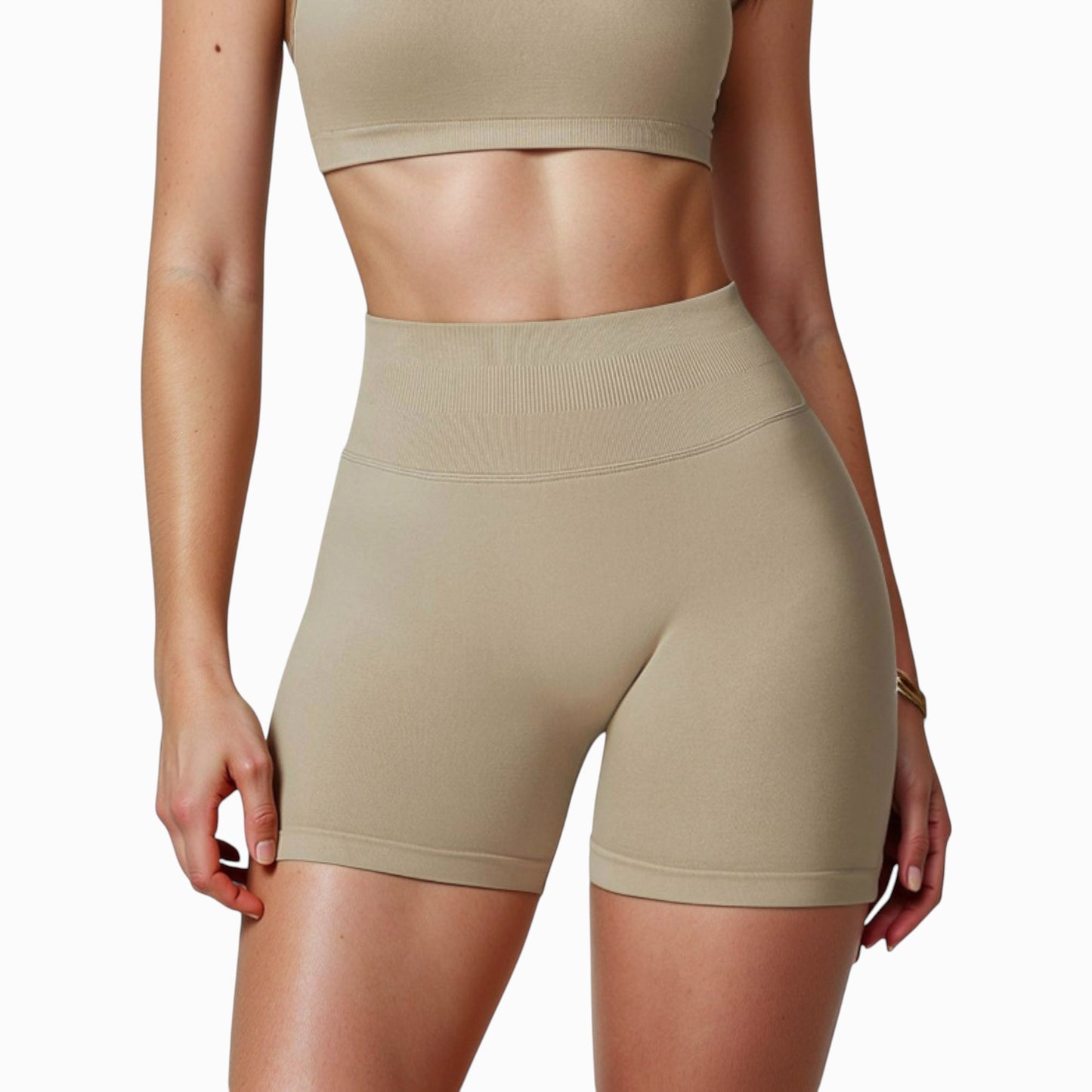 Anna-Kaci Active Women's High Waist Compression Biker Shorts with Sculpting Seam Detail and Stretch Fit Fabric - Small, Gray