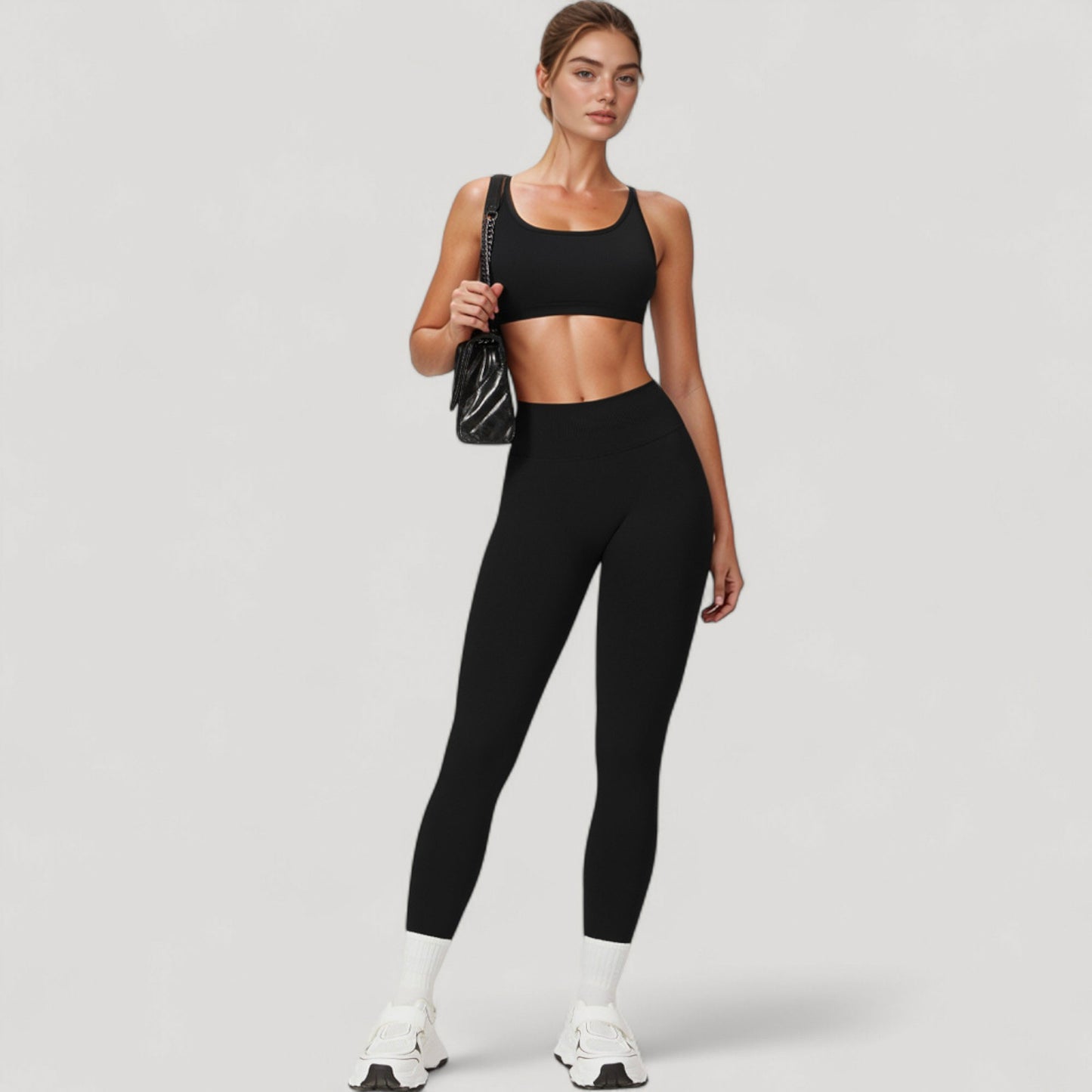 Anna-Kaci Active Women's Seamless High Waist Compression Leggings with Sculpting Back Detail and Stretch Knit Fabric - Small, Gray