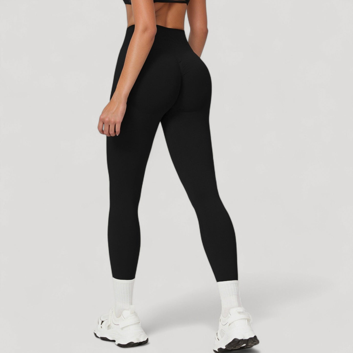 Anna-Kaci Active Women's Seamless High Waist Compression Leggings with Sculpting Back Detail and Stretch Knit Fabric - Small, Gray