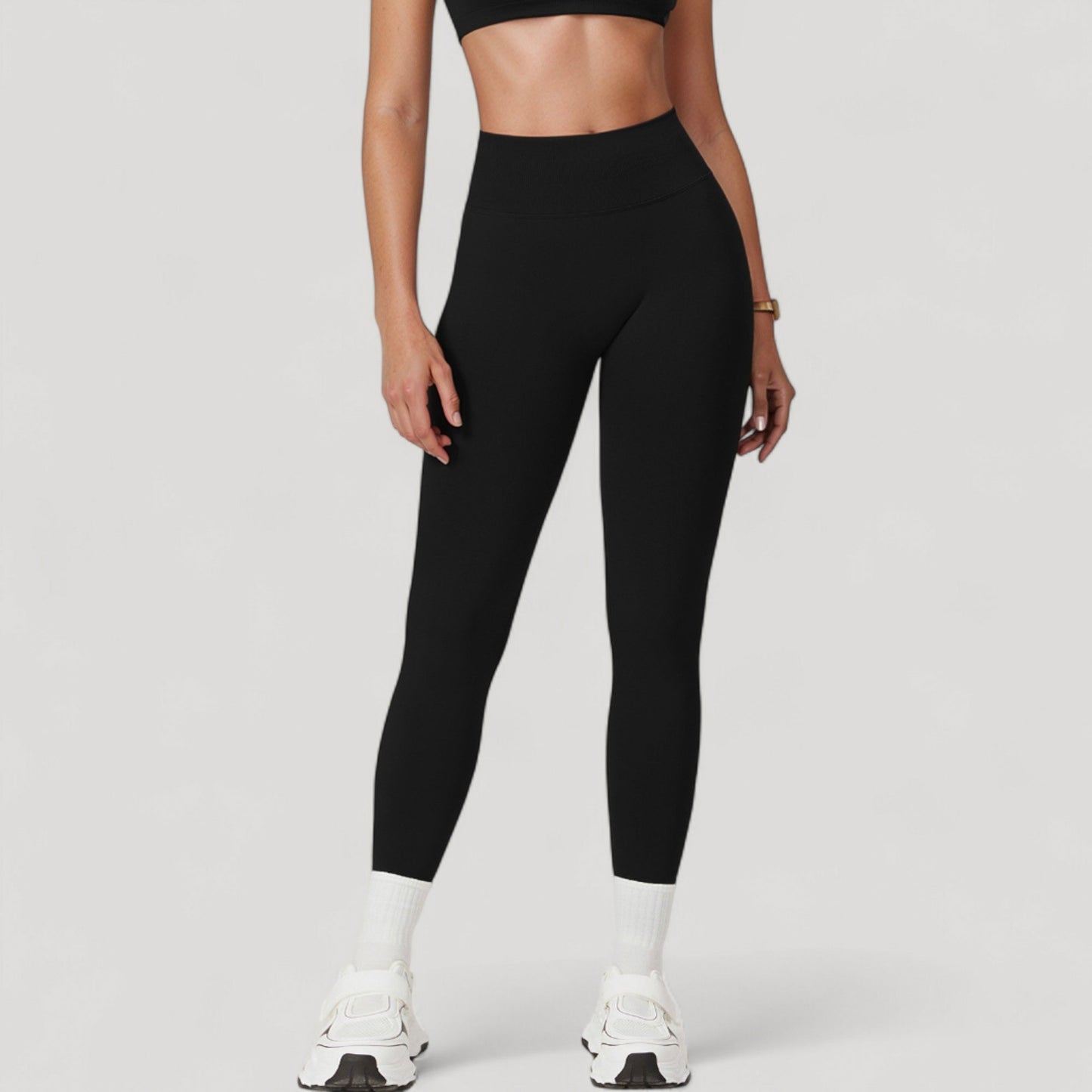 Anna-Kaci Active Women's Seamless High Waist Compression Leggings with Sculpting Back Detail and Stretch Knit Fabric - Small, Gray