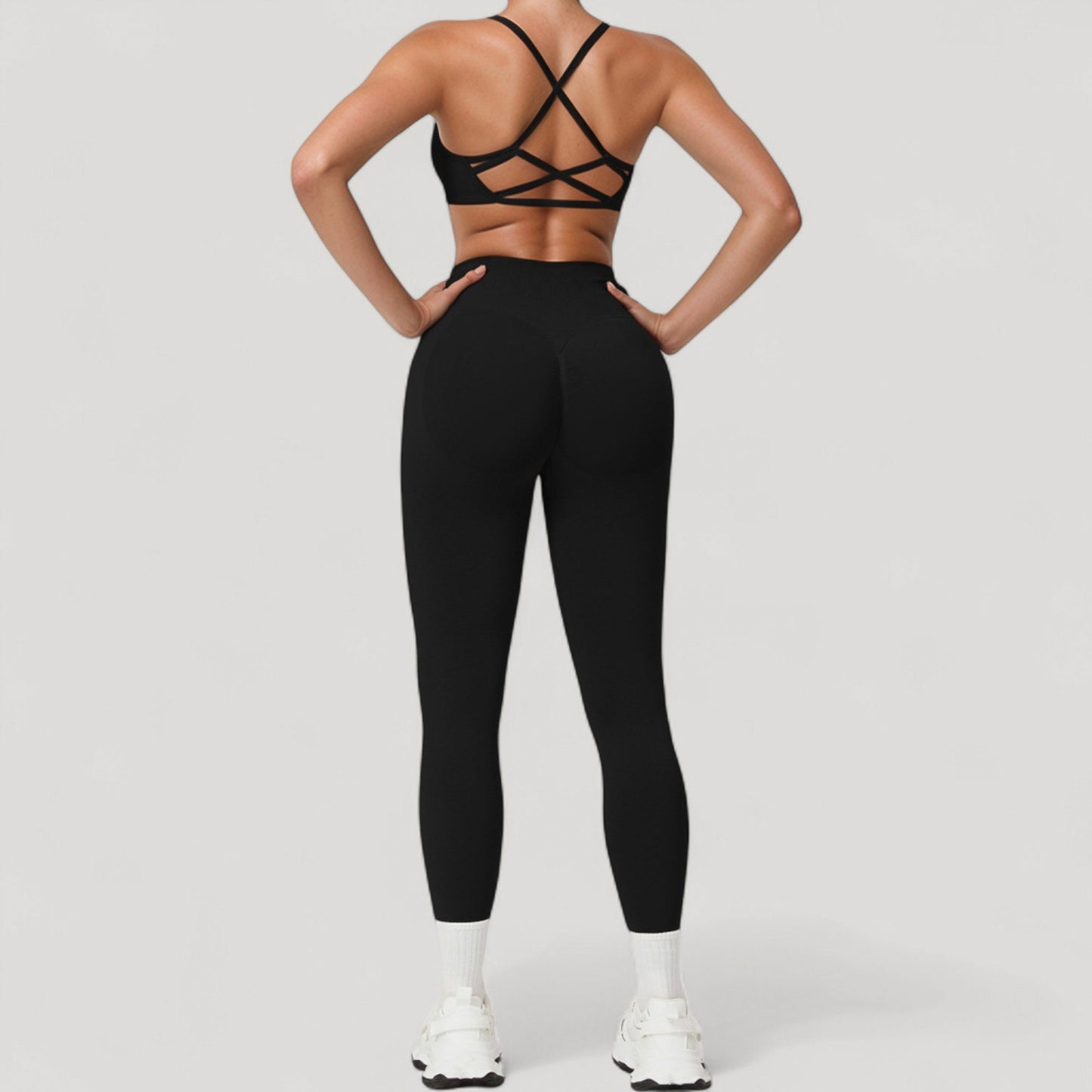 Anna-Kaci Active Women's Seamless High Waist Compression Leggings with Sculpting Back Detail and Stretch Knit Fabric - Small, Gray
