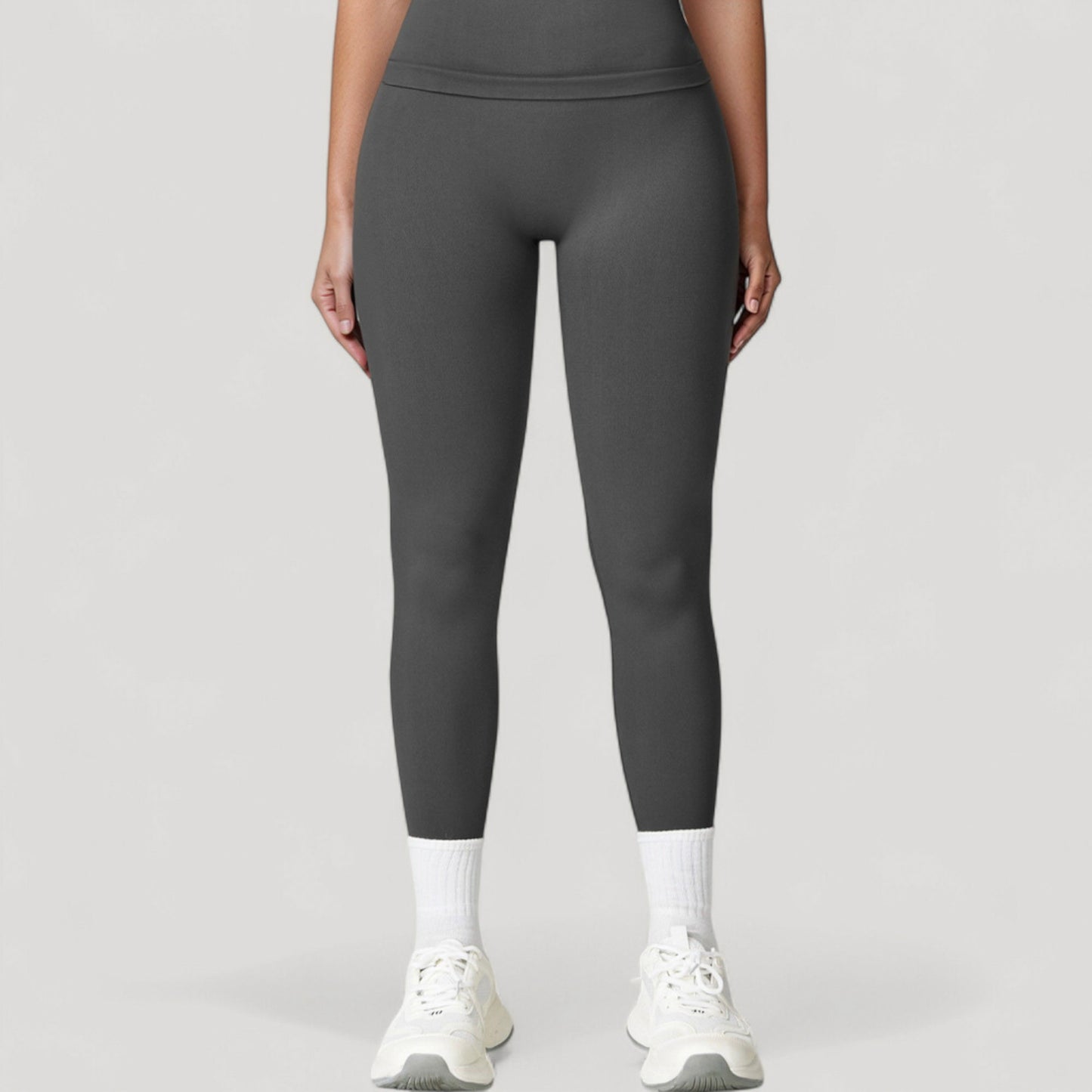 Anna-Kaci Active Women's Seamless High Waist Compression Leggings with Sculpting Back Detail and Stretch Knit Fabric - Small, Gray