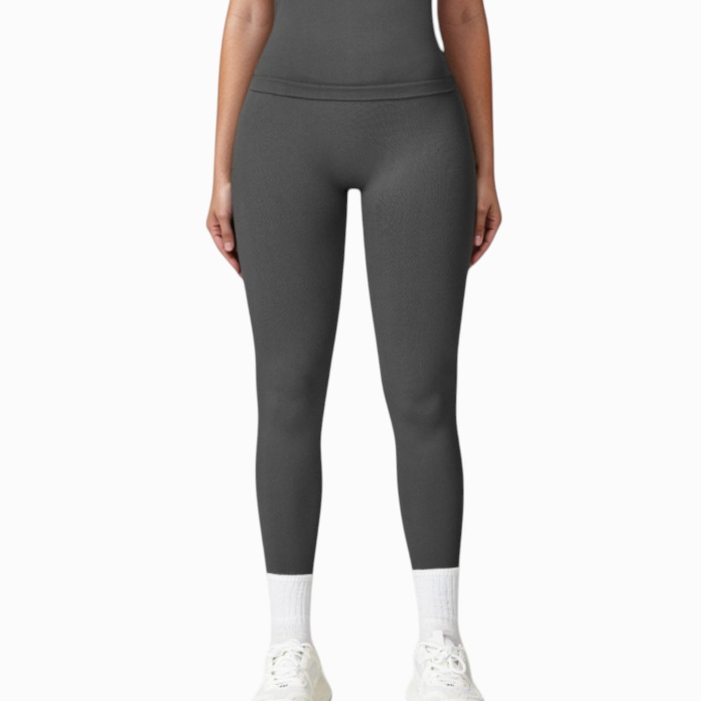 Anna-Kaci Active Women's Seamless High Waist Compression Leggings with Sculpting Back Detail and Stretch Knit Fabric - Small, Gray