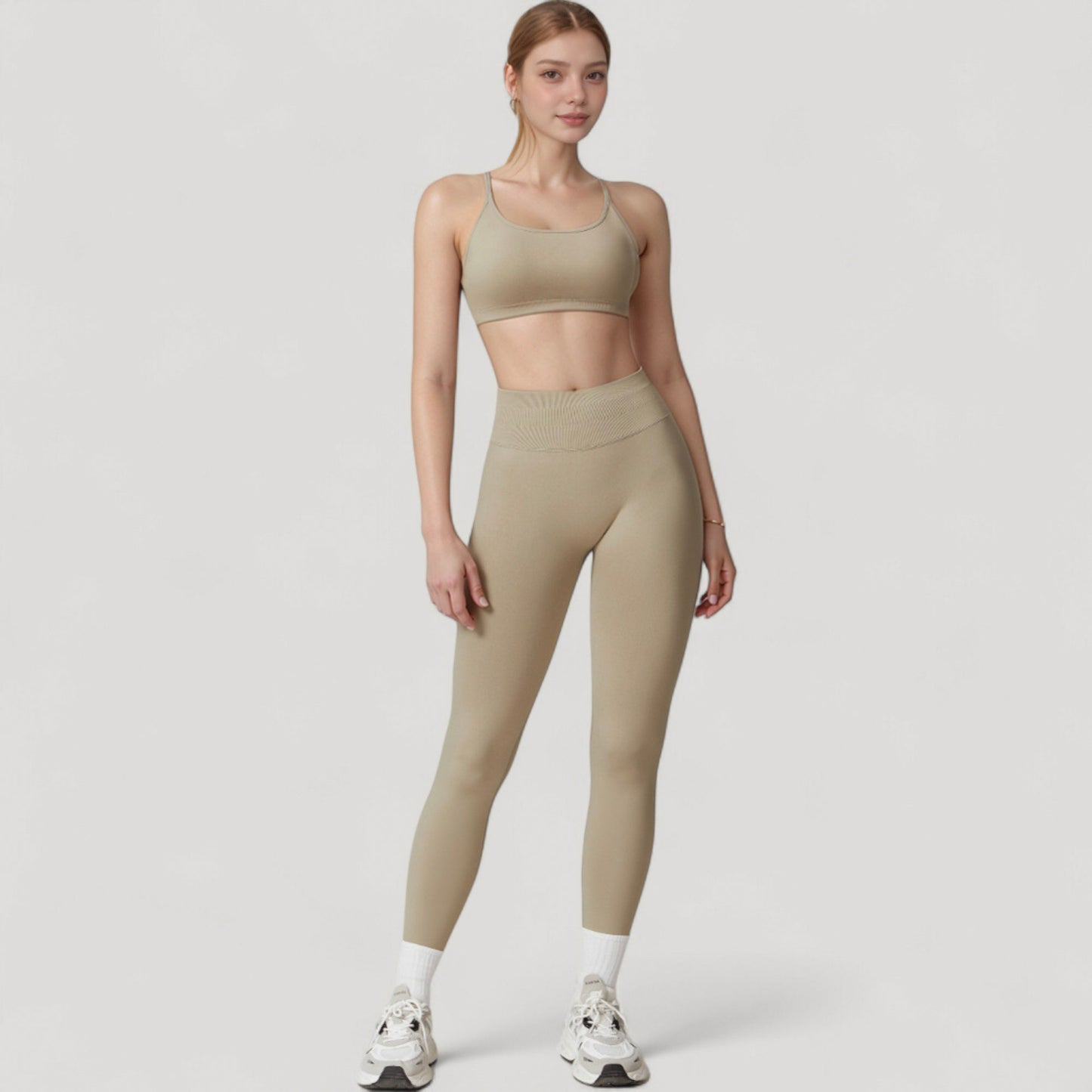Anna-Kaci Active Women's Seamless High Waist Compression Leggings with Sculpting Back Detail and Stretch Knit Fabric - Small, Gray
