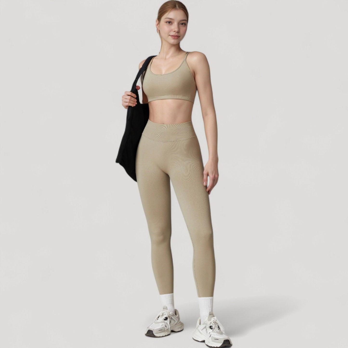 Anna-Kaci Active Women's Seamless High Waist Compression Leggings with Sculpting Back Detail and Stretch Knit Fabric - Small, Gray