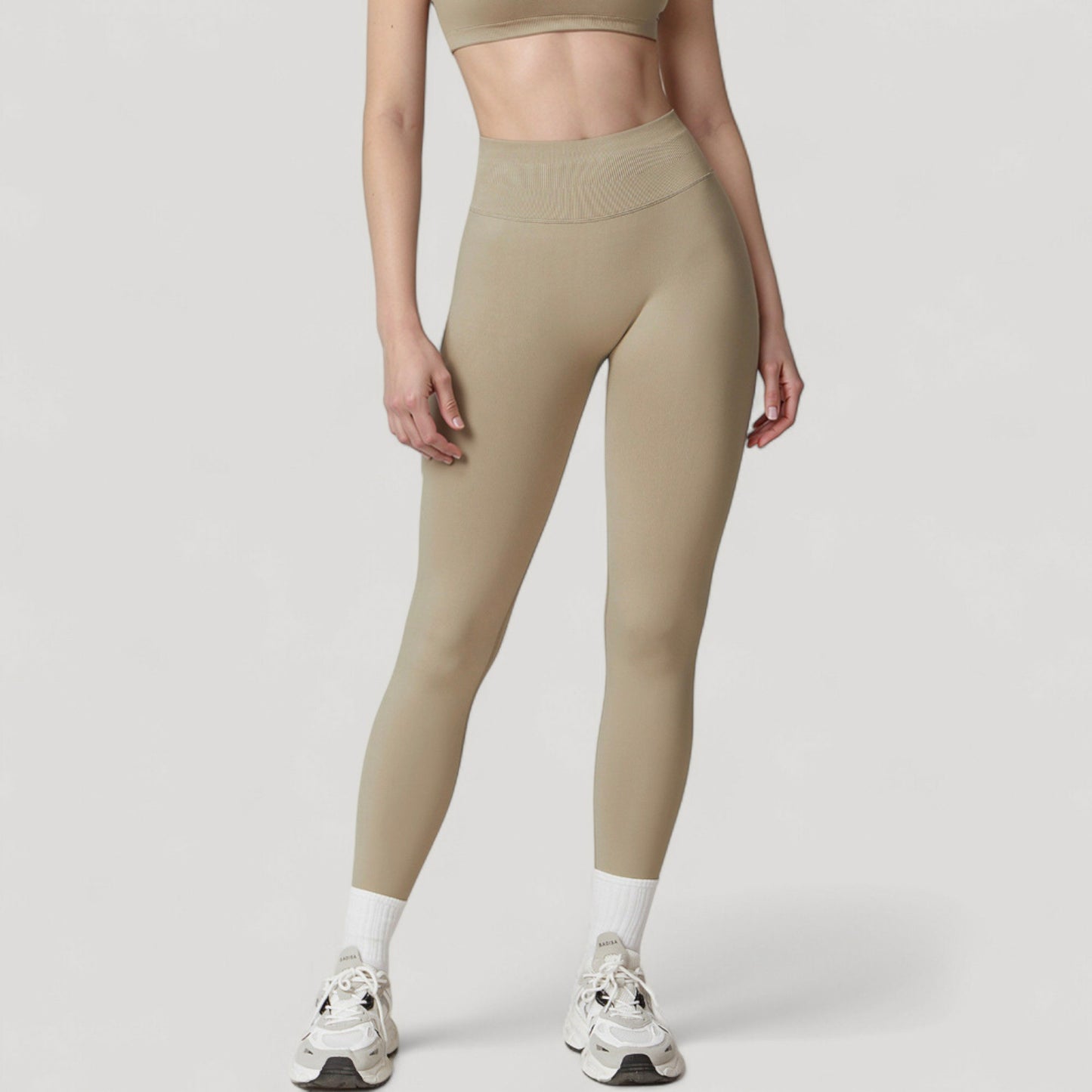 Anna-Kaci Active Women's Seamless High Waist Compression Leggings with Sculpting Back Detail and Stretch Knit Fabric - Small, Gray