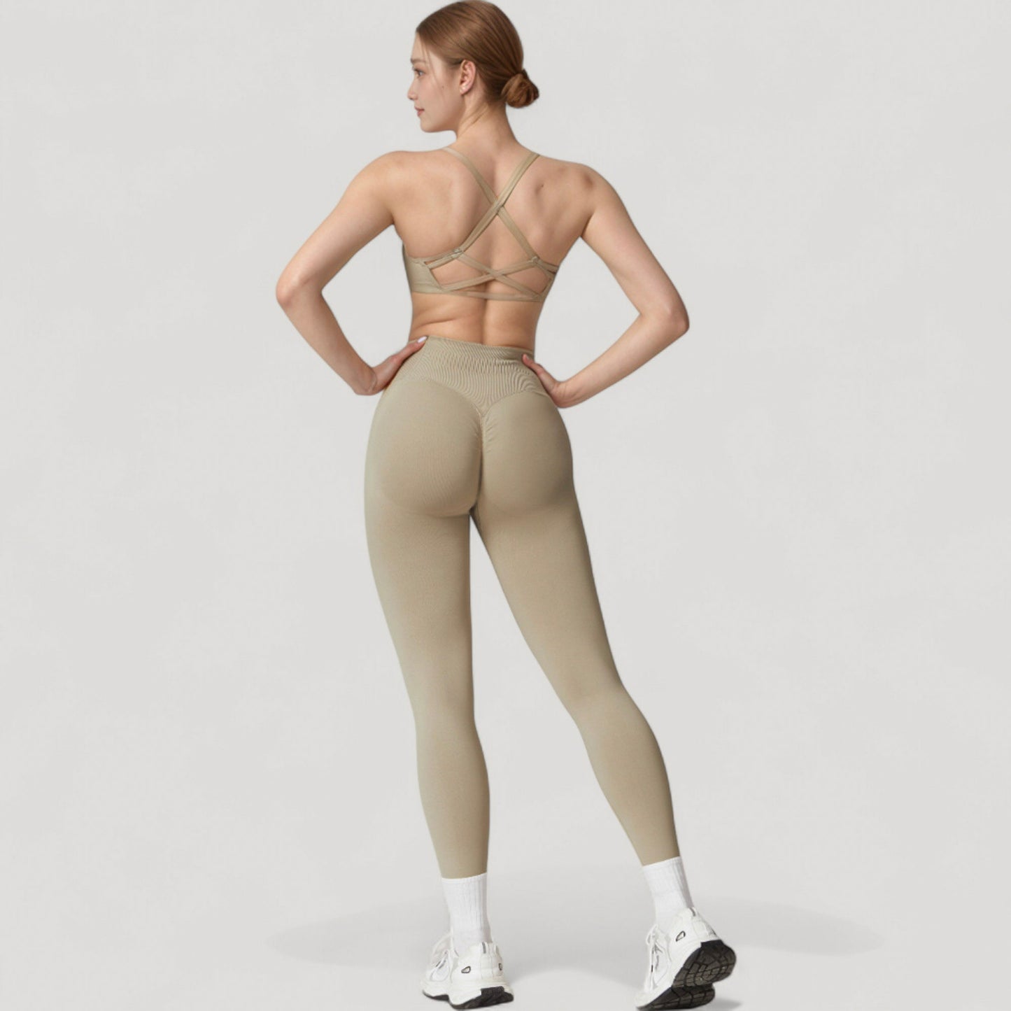 Anna-Kaci Active Women's Seamless High Waist Compression Leggings with Sculpting Back Detail and Stretch Knit Fabric - Small, Gray