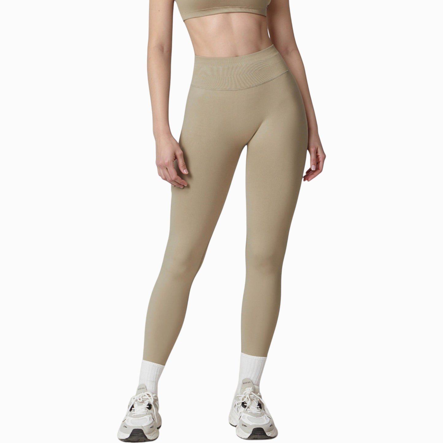 Anna-Kaci Active Women's Seamless High Waist Compression Leggings with Sculpting Back Detail and Stretch Knit Fabric - Small, Gray