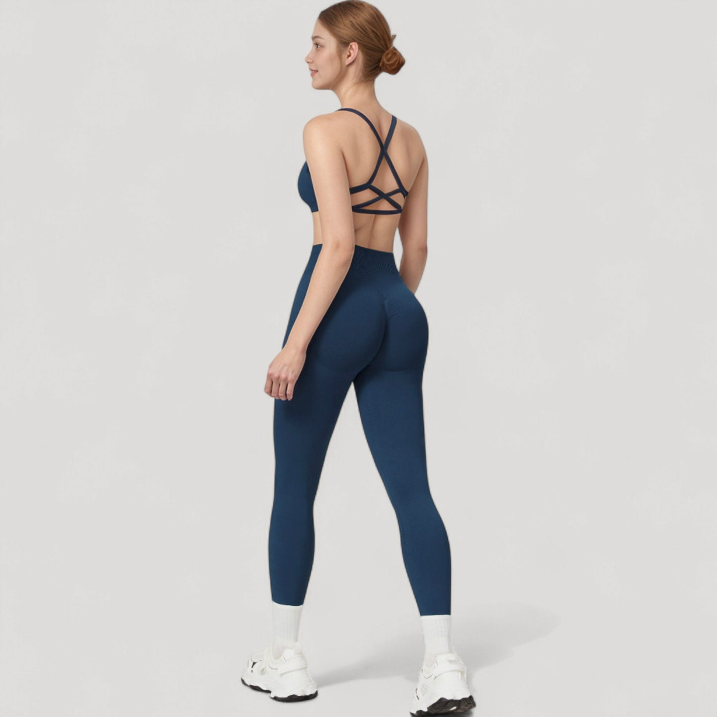 Anna-Kaci Active Women's Seamless High Waist Compression Leggings with Sculpting Back Detail and Stretch Knit Fabric - Small, Gray
