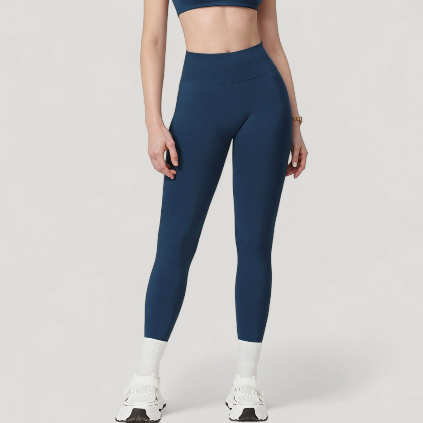 Anna-Kaci Active Women's Seamless High Waist Compression Leggings with Sculpting Back Detail and Stretch Knit Fabric - Small, Gray