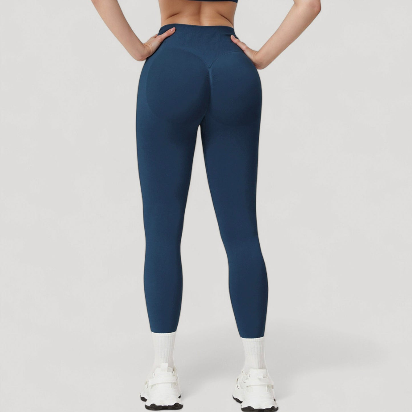 Anna-Kaci Active Women's Seamless High Waist Compression Leggings with Sculpting Back Detail and Stretch Knit Fabric - Small, Gray