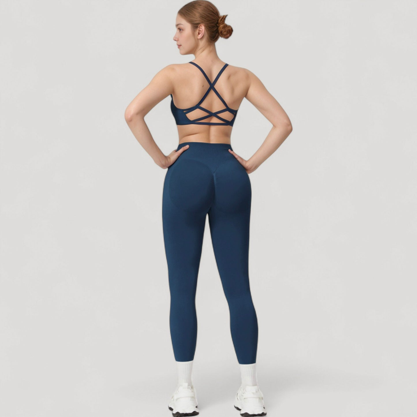 Anna-Kaci Active Women's Seamless High Waist Compression Leggings with Sculpting Back Detail and Stretch Knit Fabric - Small, Gray