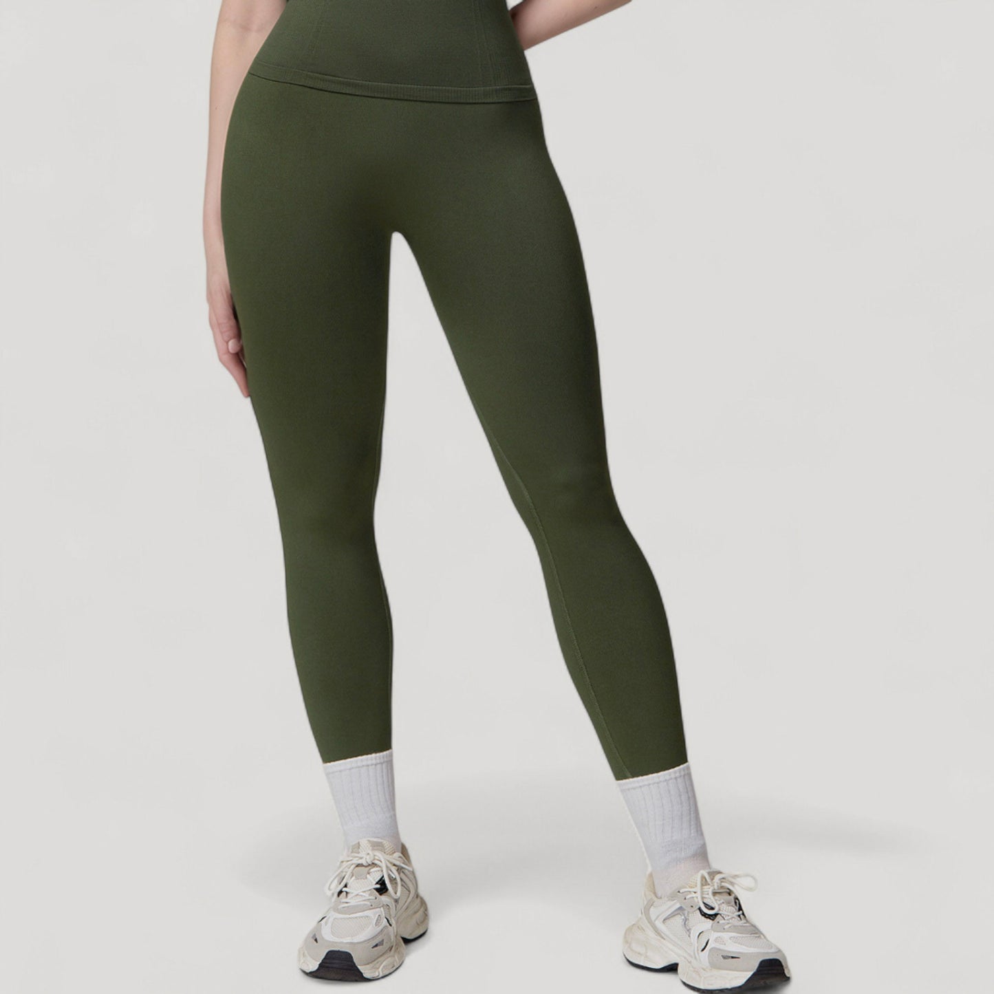 Anna-Kaci Active Women's Seamless High Waist Compression Leggings with Sculpting Back Detail and Stretch Knit Fabric - Small, Gray