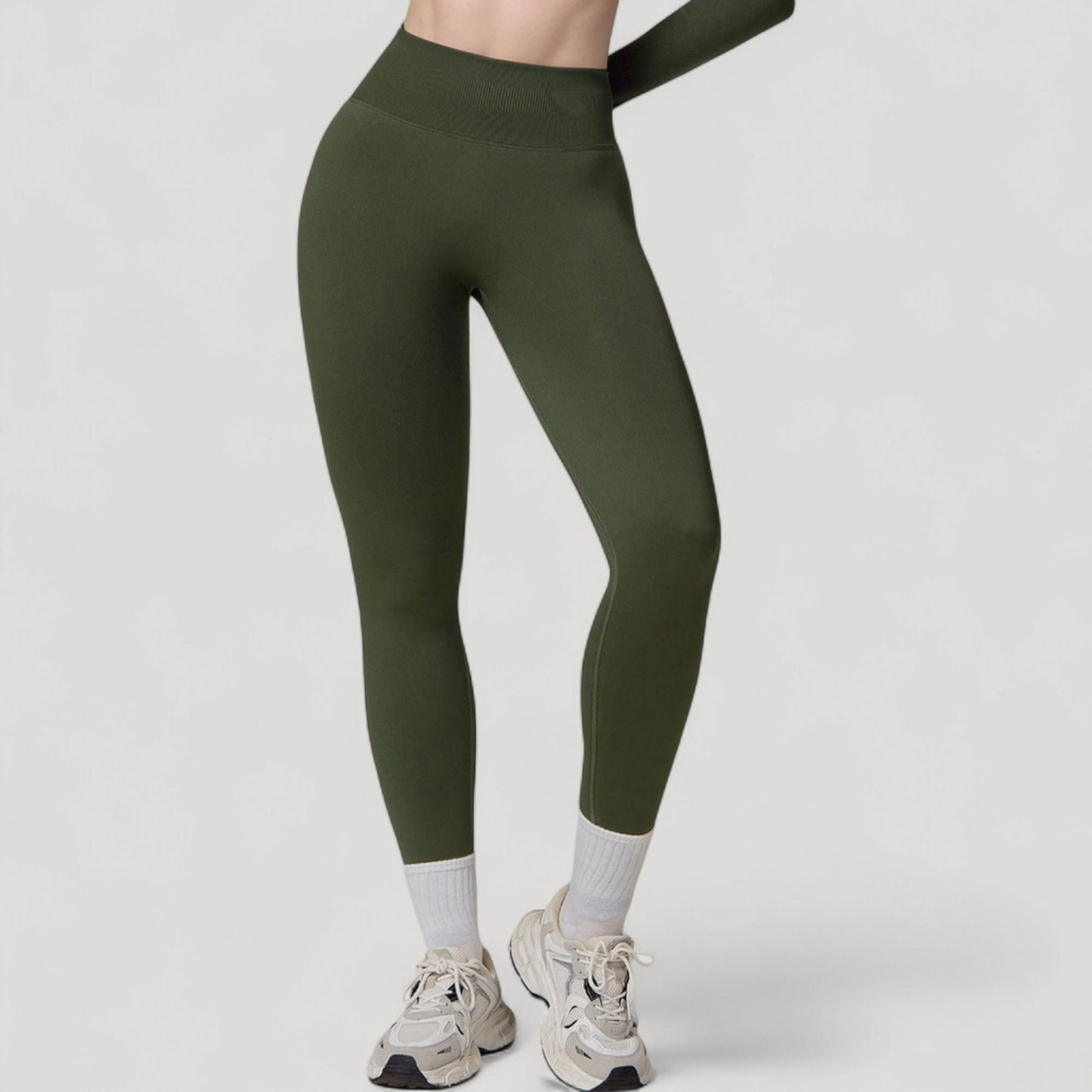 Anna-Kaci Active Women's Seamless High Waist Compression Leggings with Sculpting Back Detail and Stretch Knit Fabric - Small, Gray