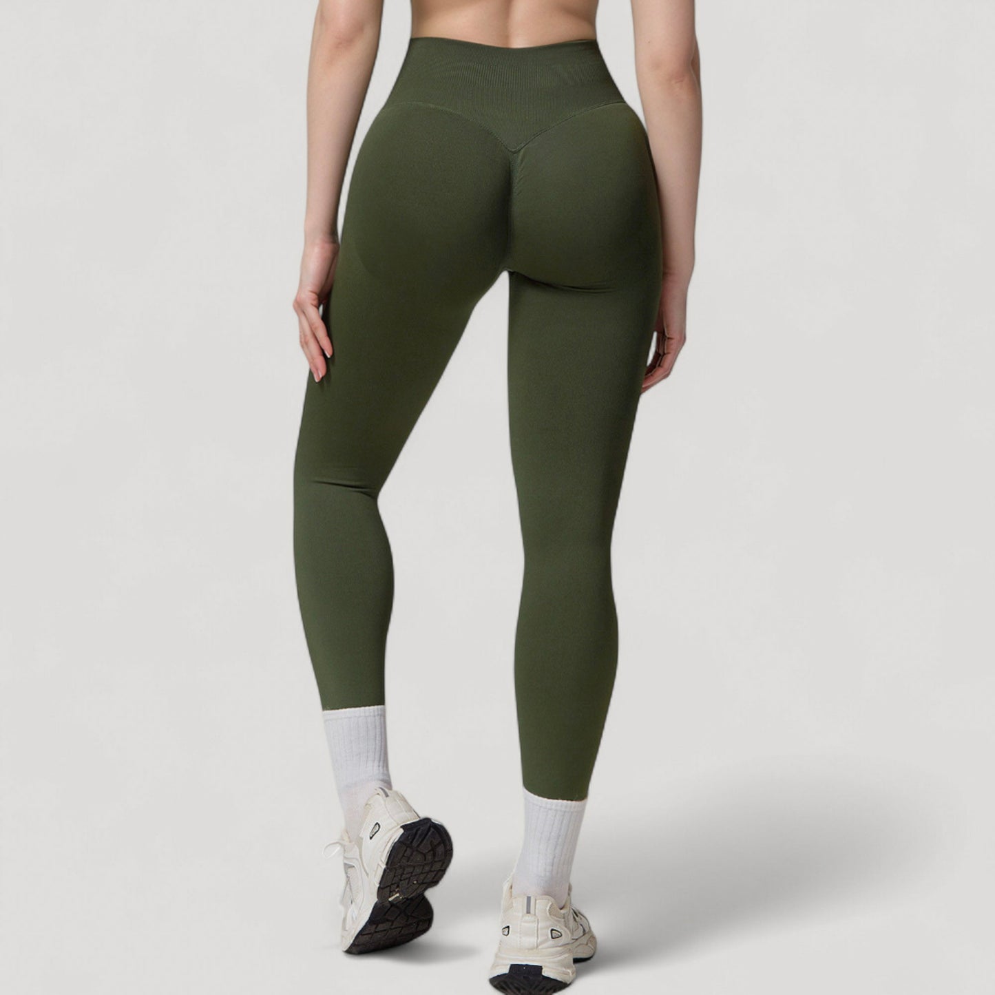 Anna-Kaci Active Women's Seamless High Waist Compression Leggings with Sculpting Back Detail and Stretch Knit Fabric - Small, Gray