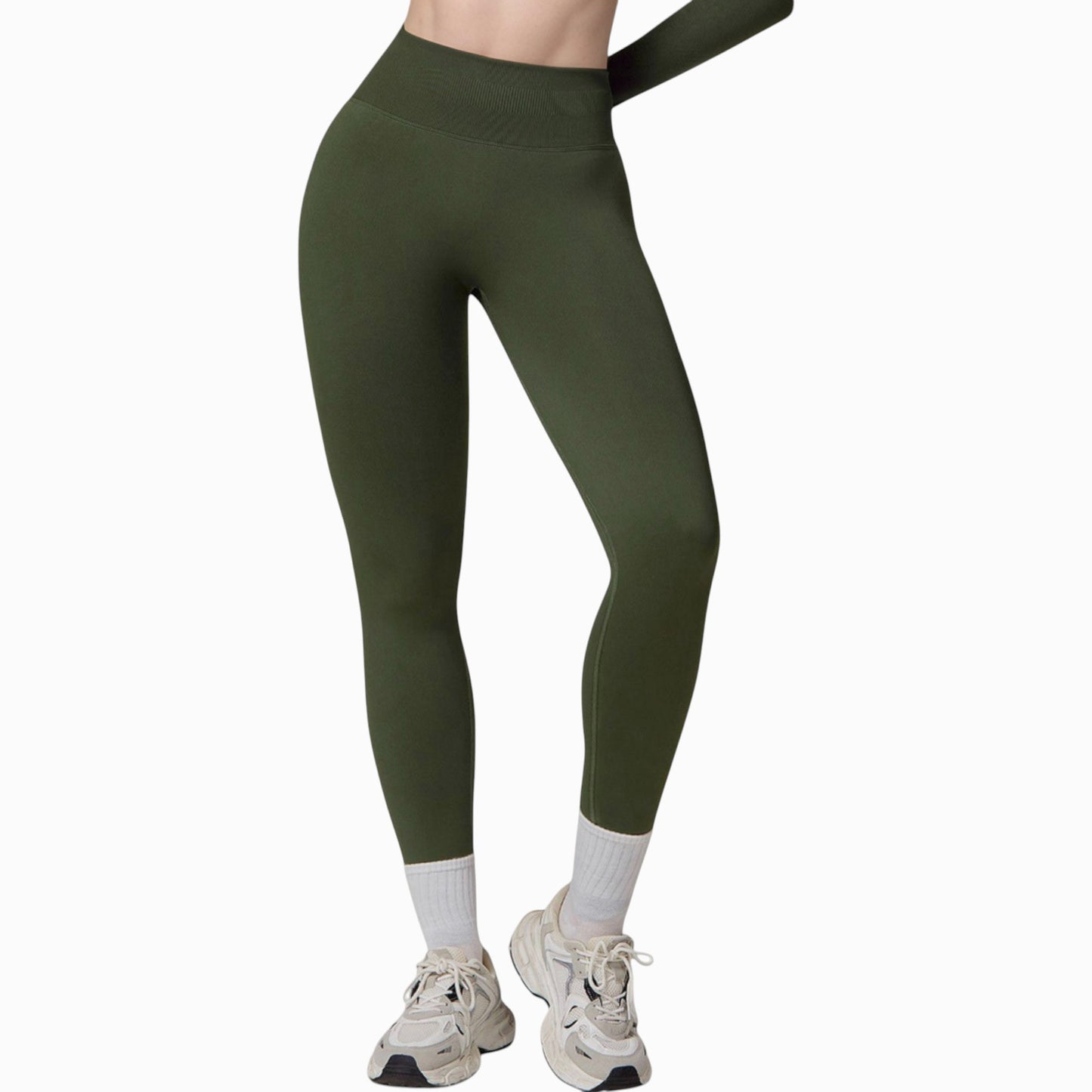 Anna-Kaci Active Women's Seamless High Waist Compression Leggings with Sculpting Back Detail and Stretch Knit Fabric - Small, Gray
