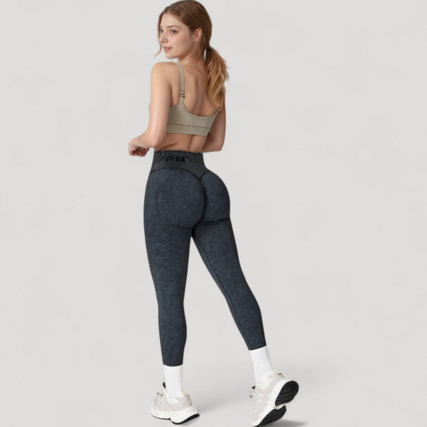 Anna-Kaci Women's Seamless Ribbed High Waist Full Length Leggings with Compression Fit