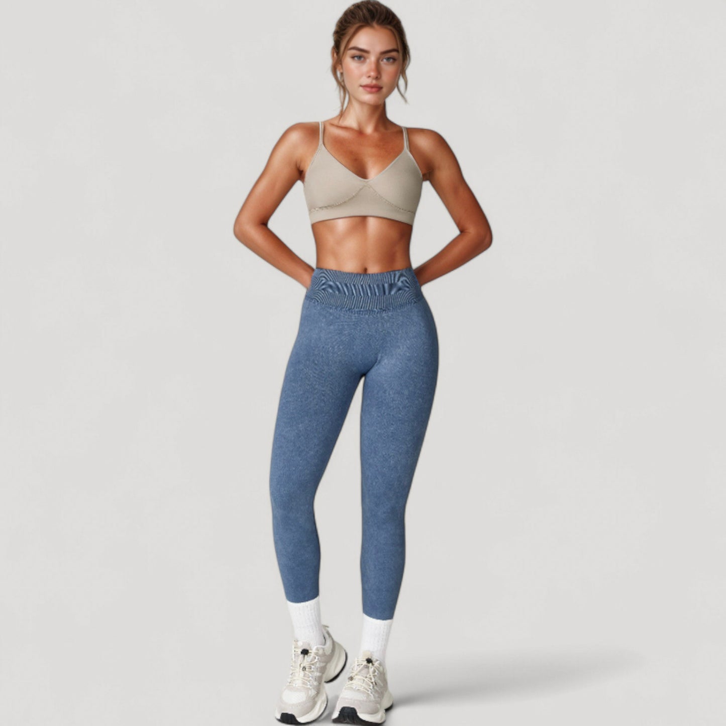 Anna-Kaci Women's Seamless Ribbed High Waist Full Length Leggings with Compression Fit