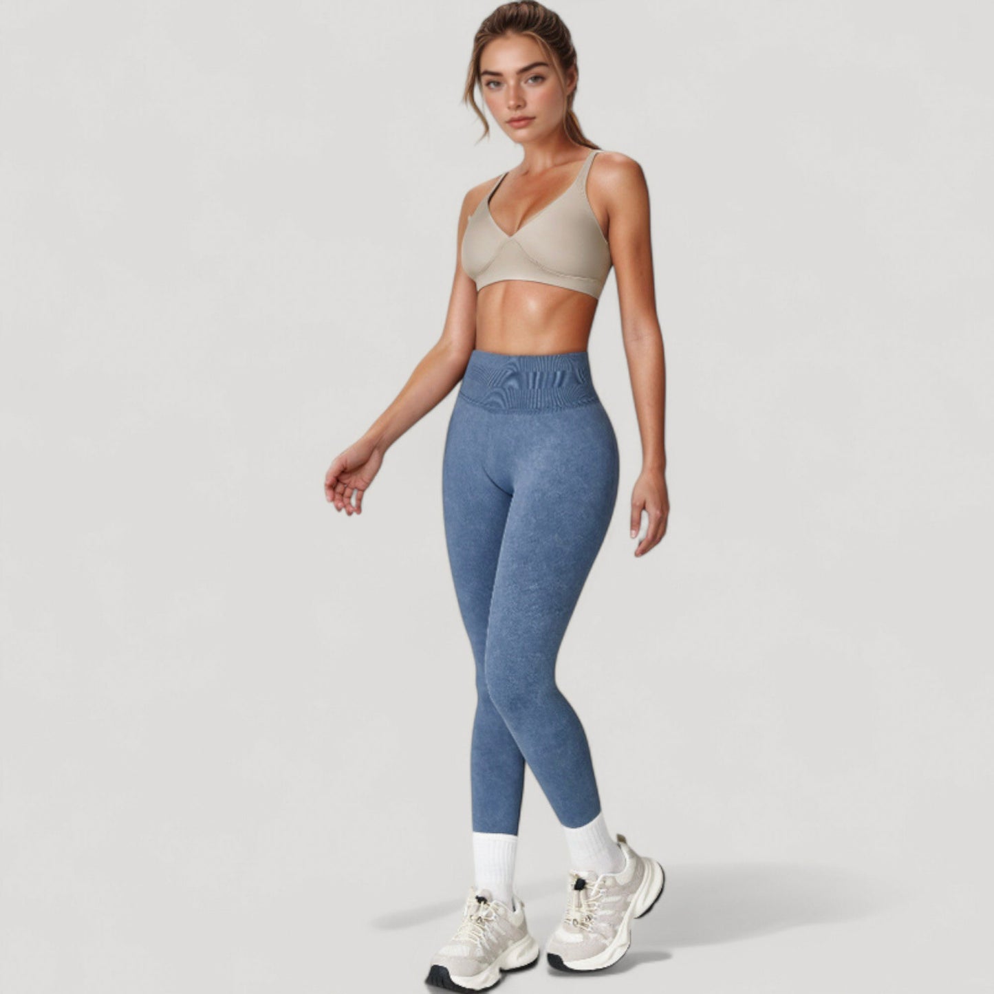 Anna-Kaci Women's Seamless Ribbed High Waist Full Length Leggings with Compression Fit