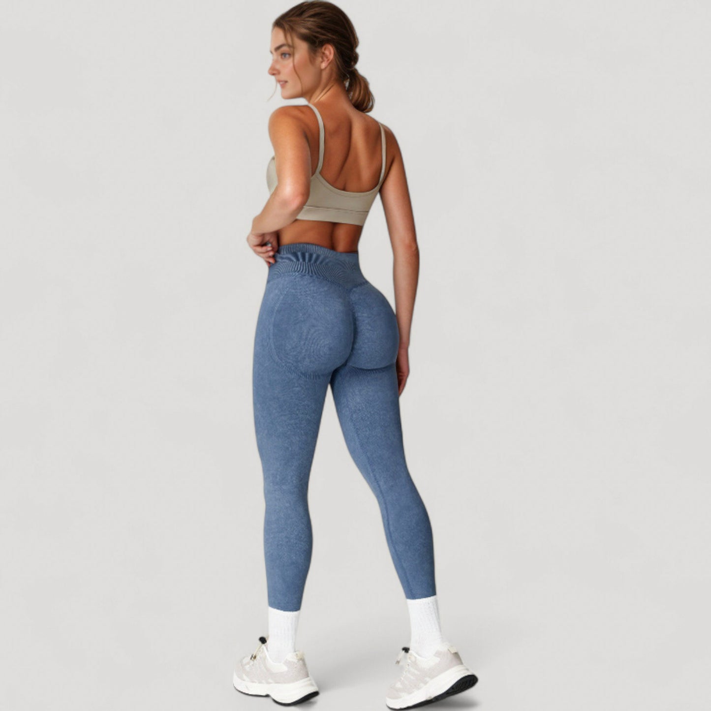 Anna-Kaci Women's Seamless Ribbed High Waist Full Length Leggings with Compression Fit