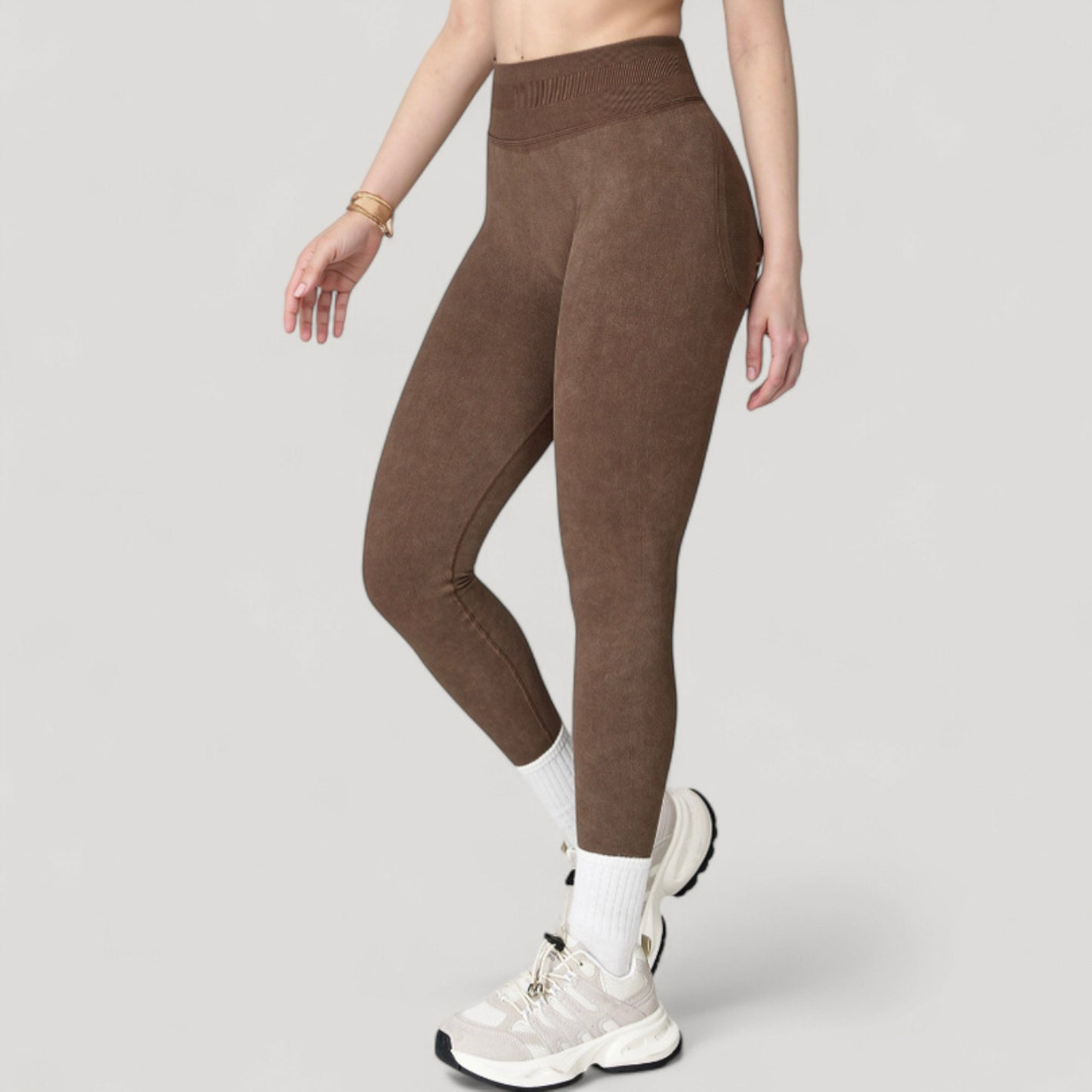 Anna-Kaci Women's Seamless Ribbed High Waist Full Length Leggings with Compression Fit