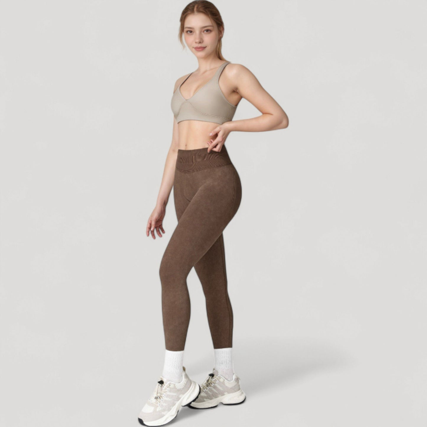 Anna-Kaci Women's Seamless Ribbed High Waist Full Length Leggings with Compression Fit