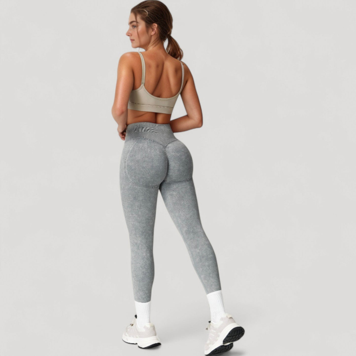 Anna-Kaci Women's Seamless Ribbed High Waist Full Length Leggings with Compression Fit