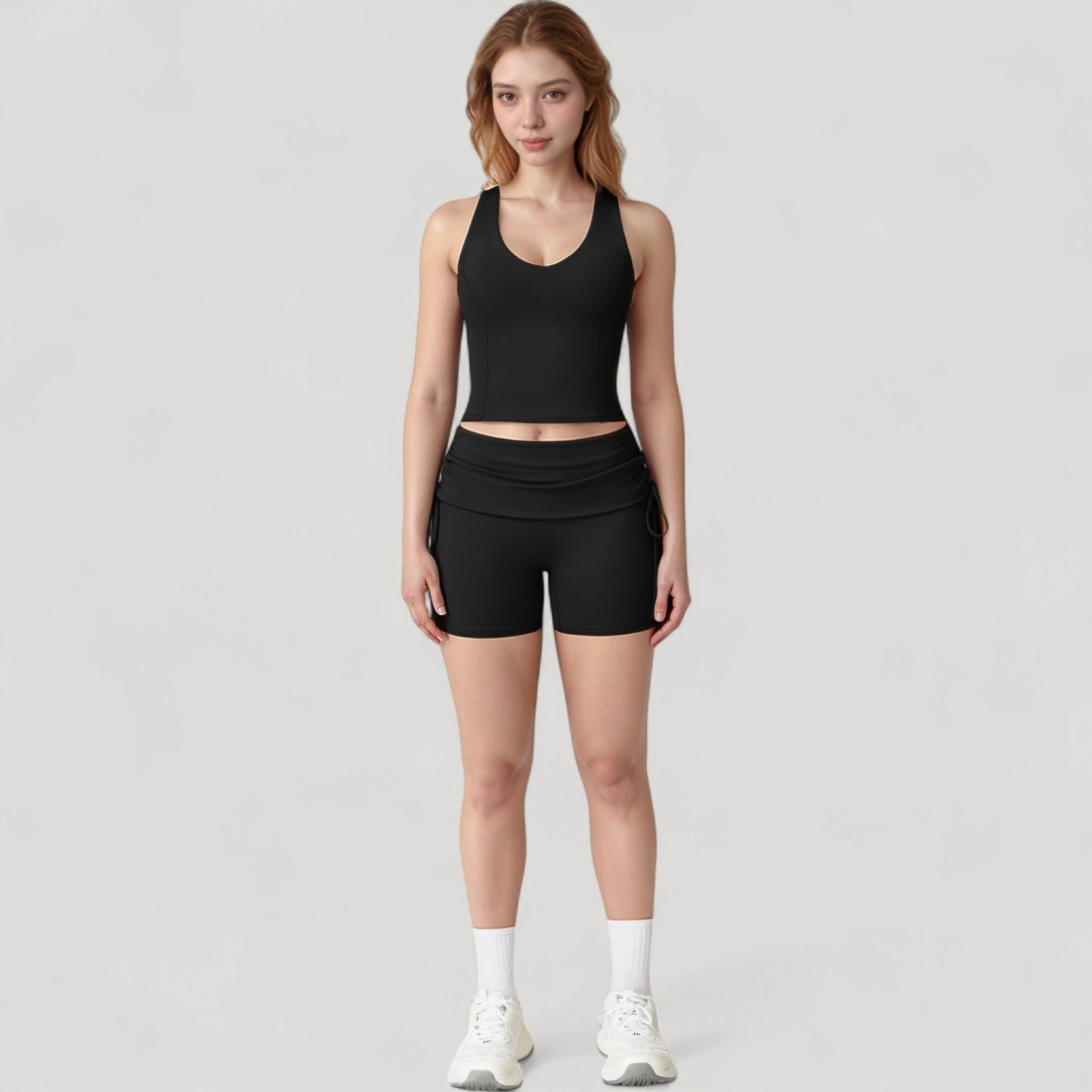 Anna-Kaci Active Women's V-Neck Cropped Tank Top with Racer-Inspired Straps and Smooth Contour Fit for Activewear