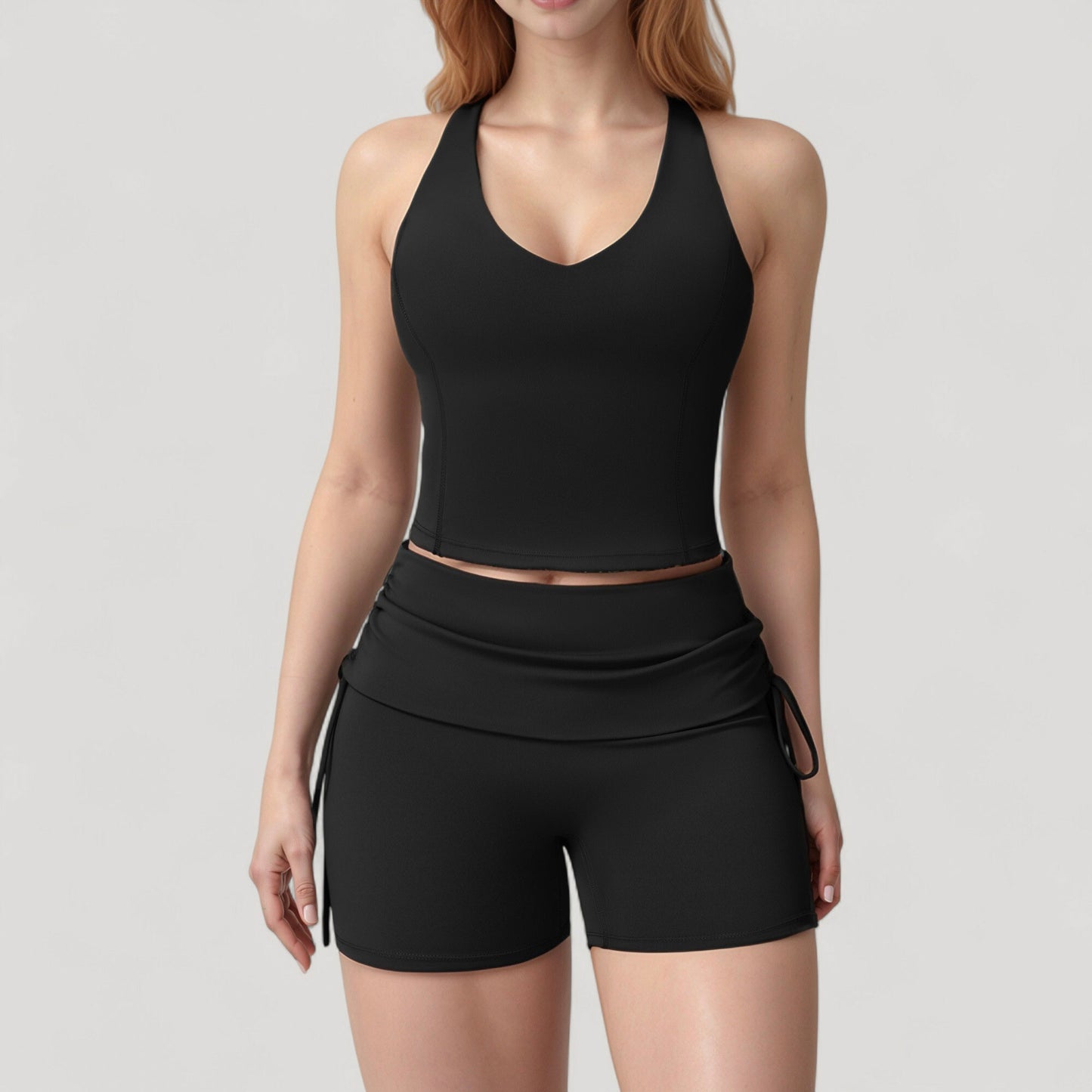 Anna-Kaci Active Women's V-Neck Cropped Tank Top with Racer-Inspired Straps and Smooth Contour Fit for Activewear