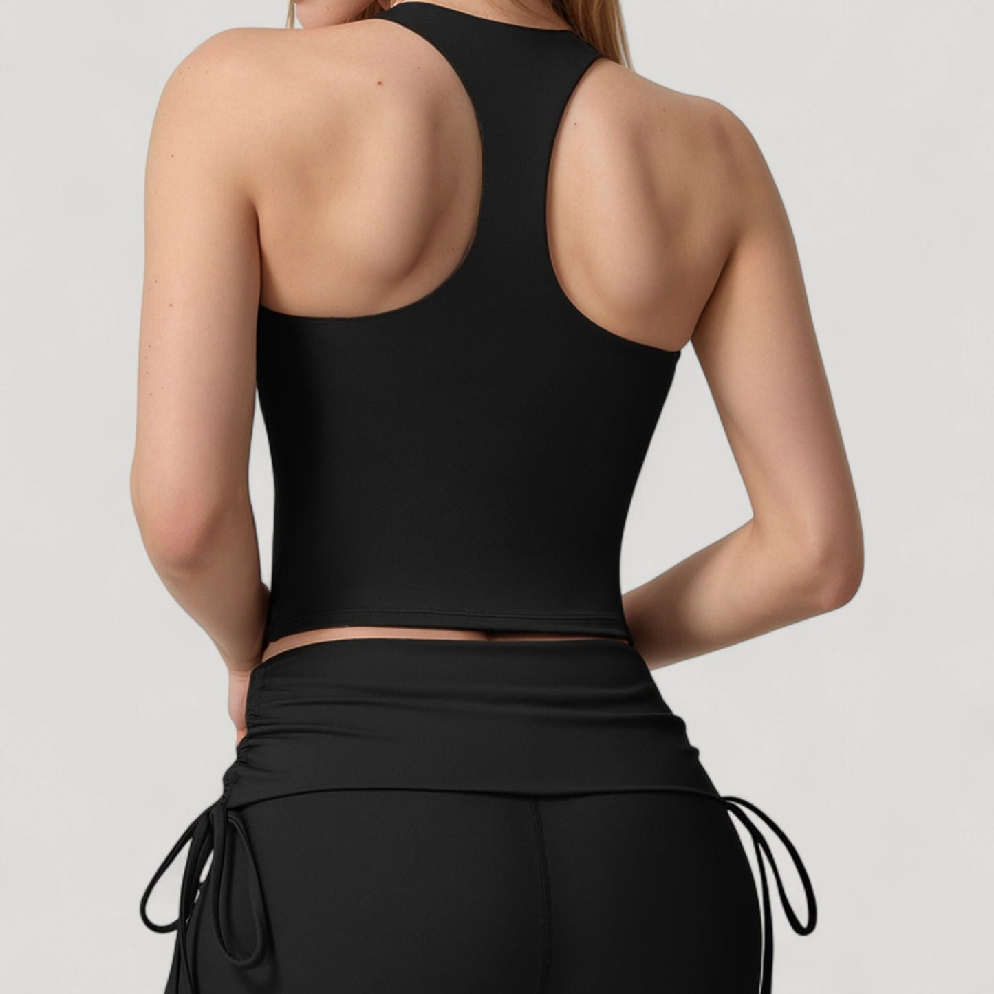 Anna-Kaci Active Women's V-Neck Cropped Tank Top with Racer-Inspired Straps and Smooth Contour Fit for Activewear