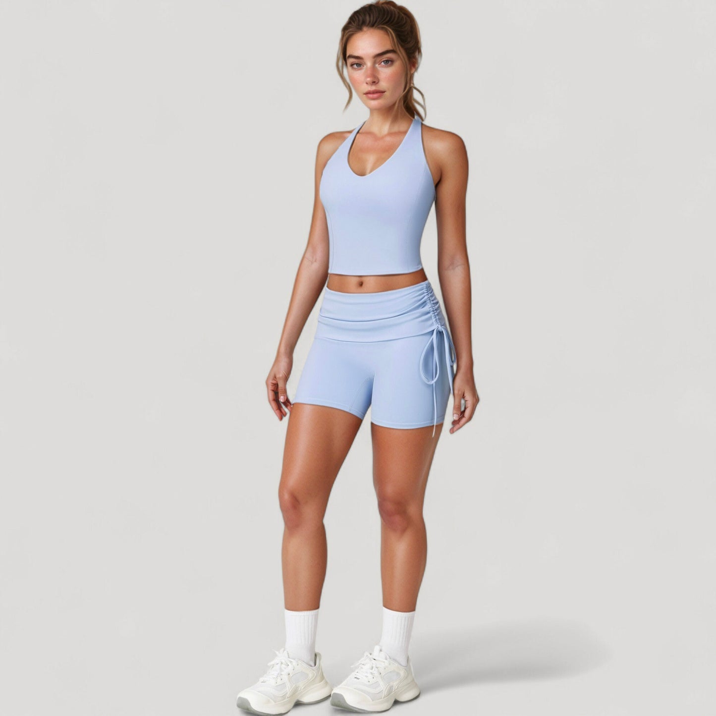 Anna-Kaci Active Women's V-Neck Cropped Tank Top with Racer-Inspired Straps and Smooth Contour Fit for Activewear