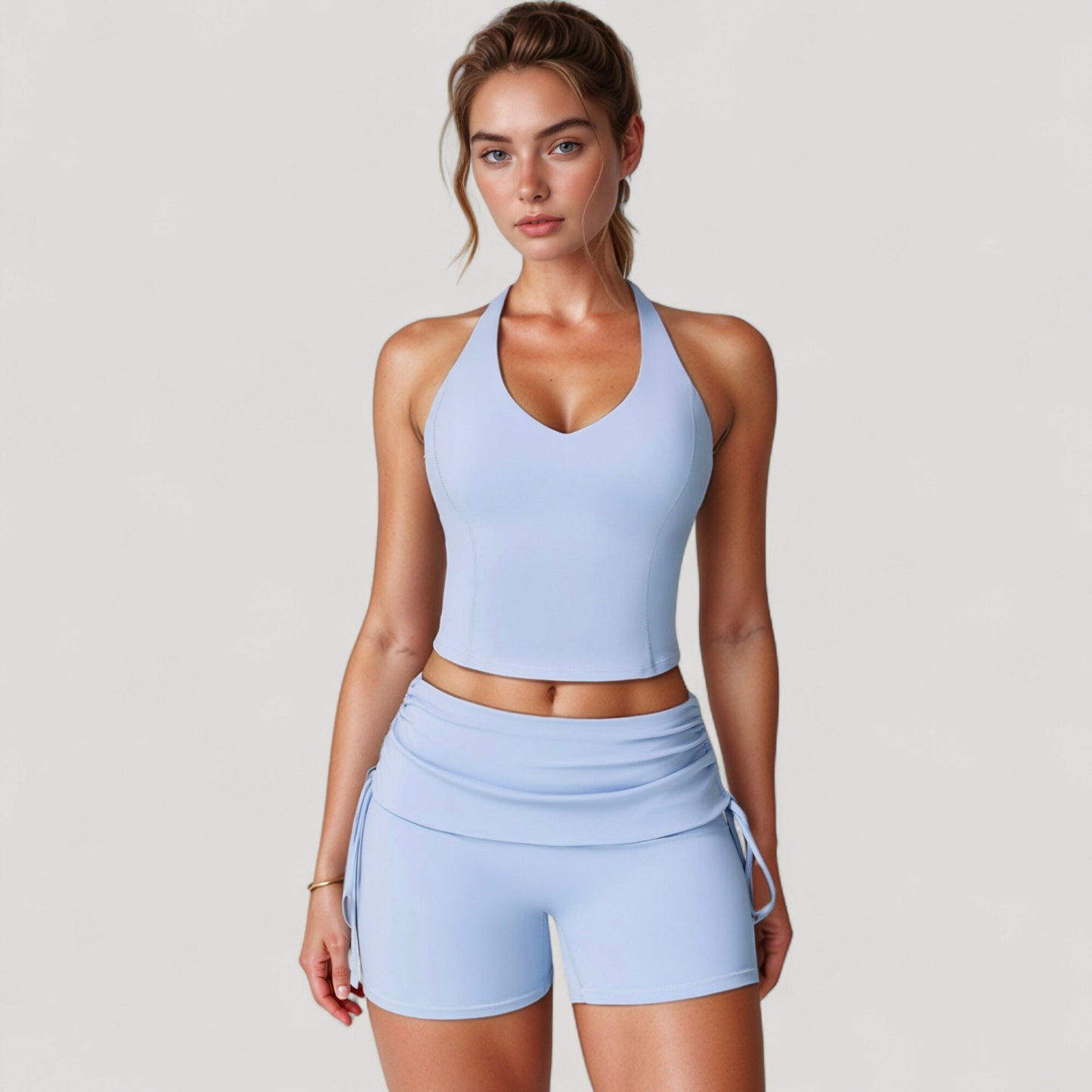 Anna-Kaci Active Women's V-Neck Cropped Tank Top with Racer-Inspired Straps and Smooth Contour Fit for Activewear