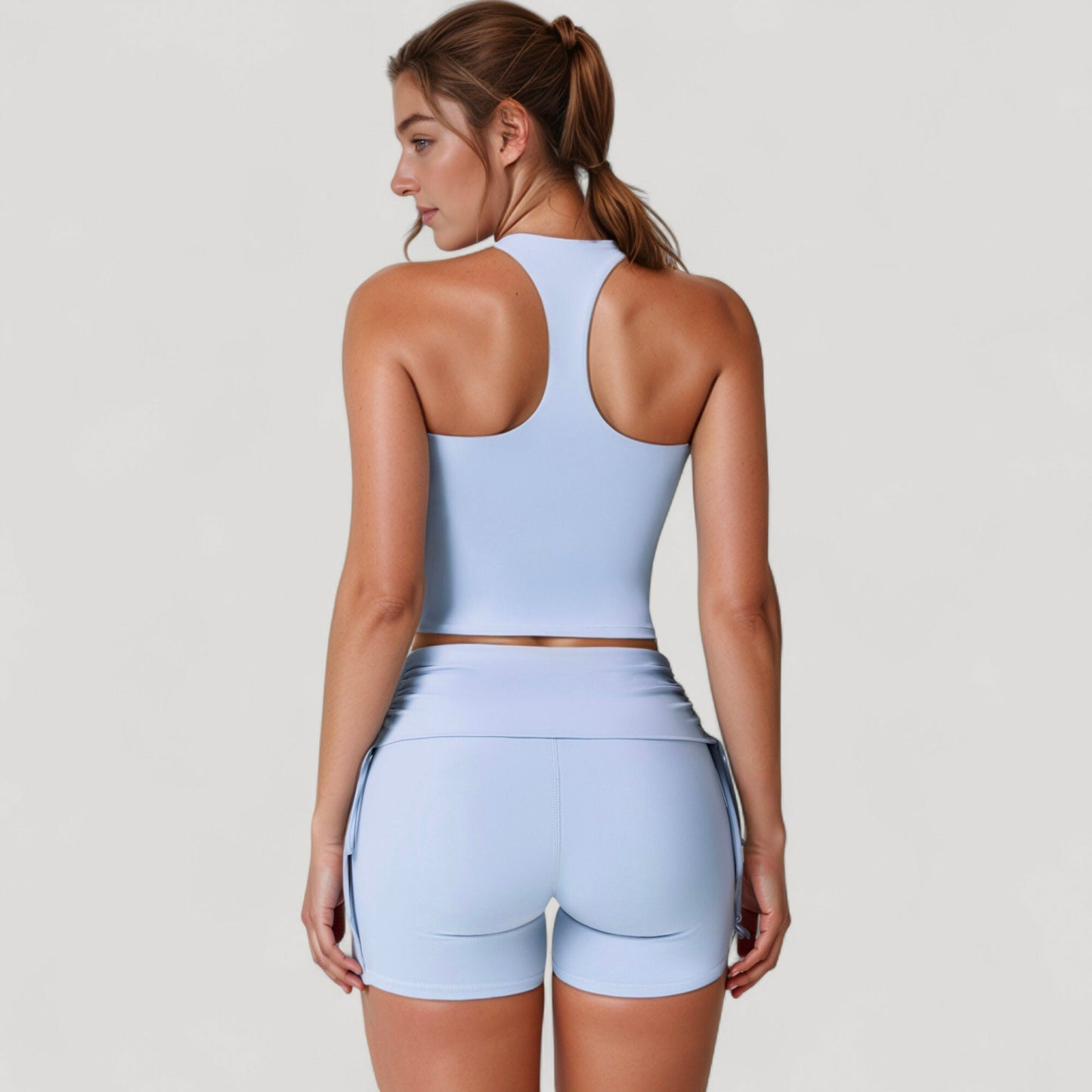 Anna-Kaci Active Women's V-Neck Cropped Tank Top with Racer-Inspired Straps and Smooth Contour Fit for Activewear