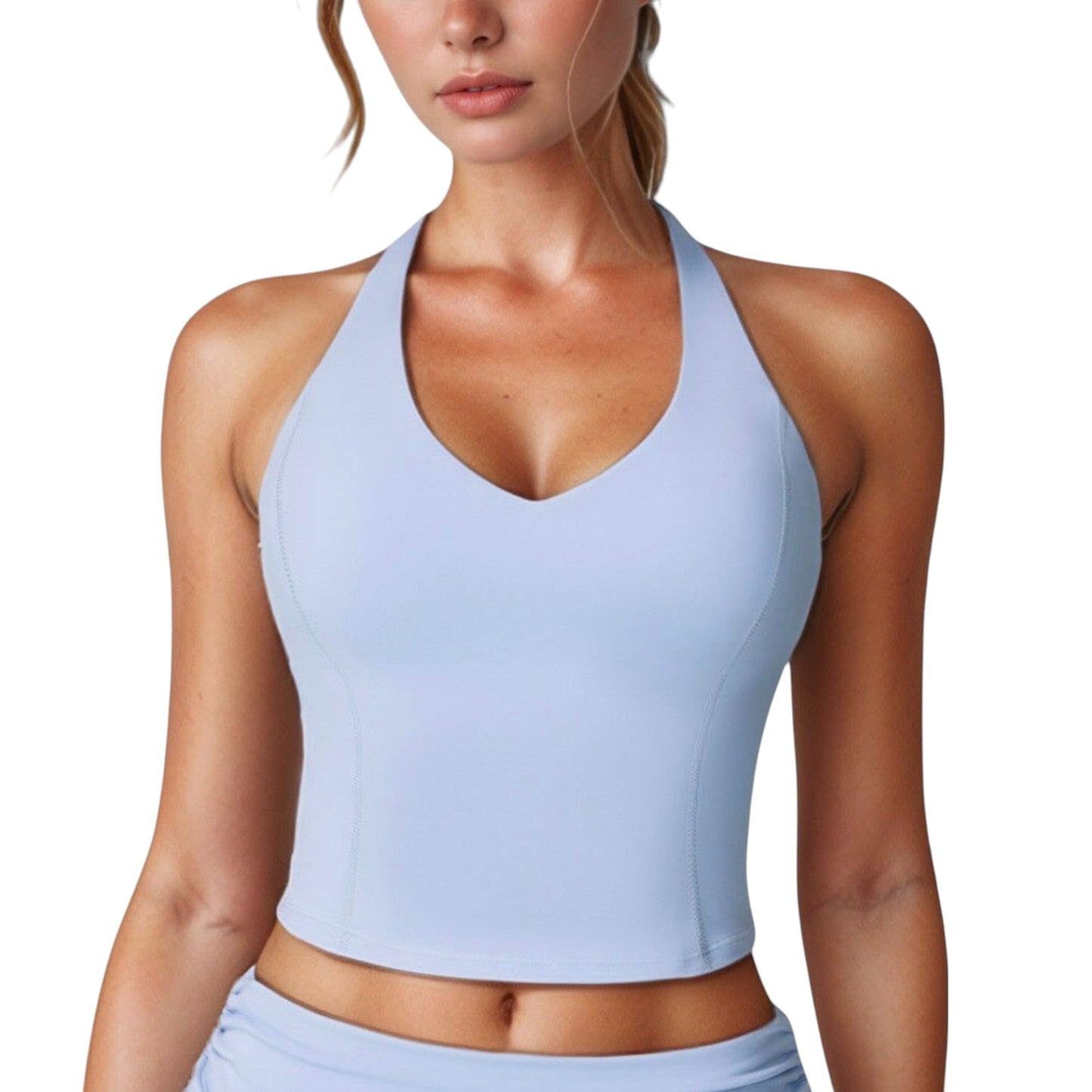 Anna-Kaci Active Women's V-Neck Cropped Tank Top with Racer-Inspired Straps and Smooth Contour Fit for Activewear