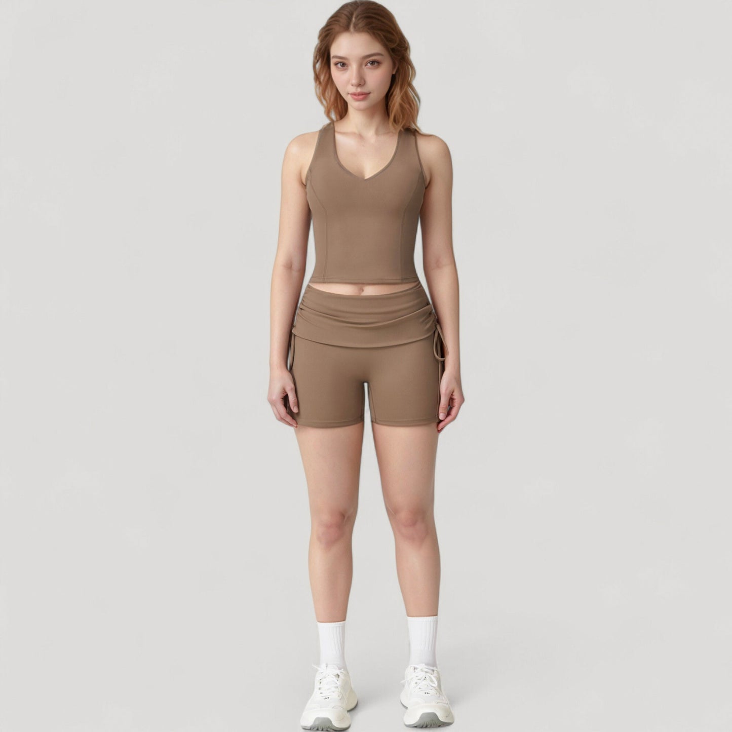 Anna-Kaci Active Women's V-Neck Cropped Tank Top with Racer-Inspired Straps and Smooth Contour Fit for Activewear