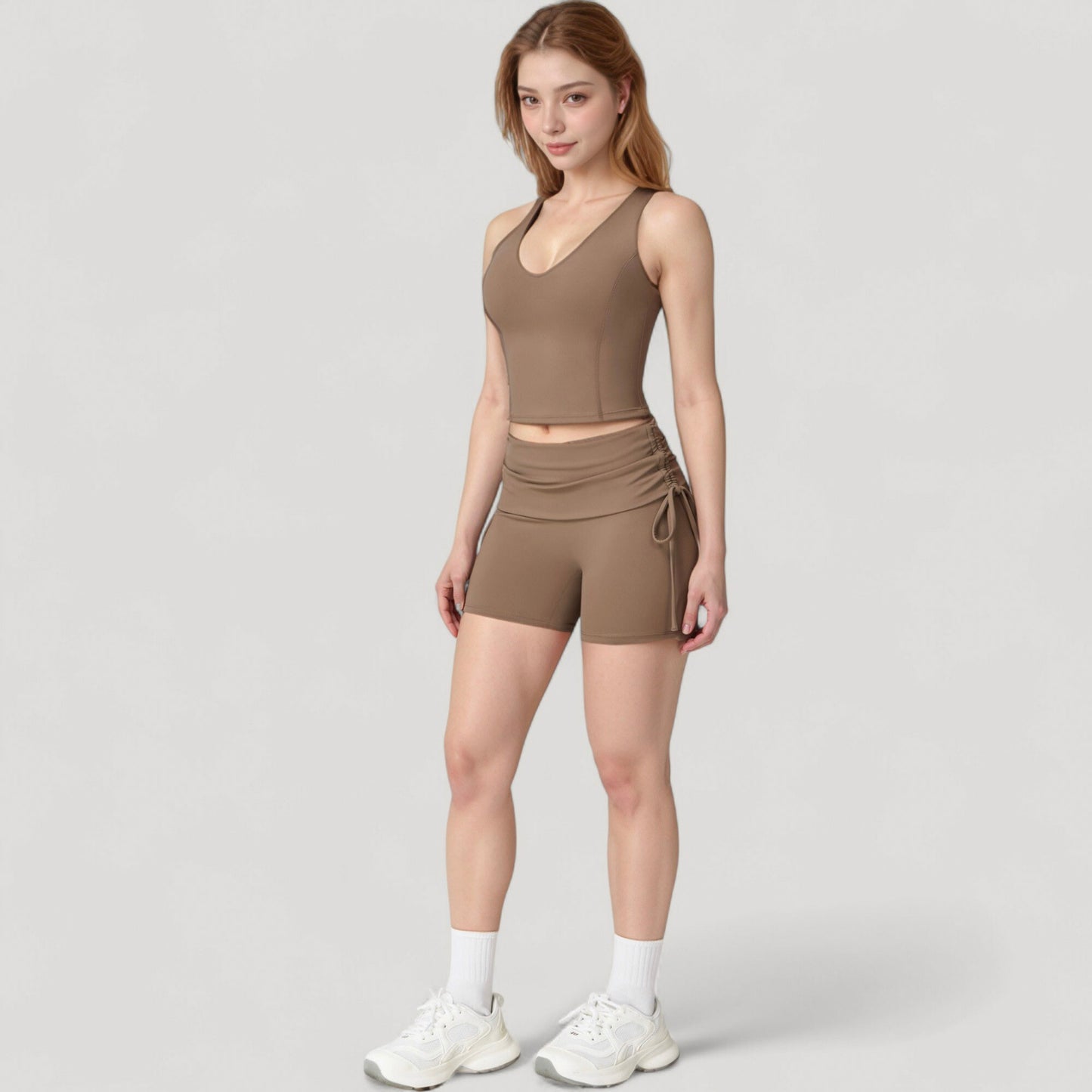 Anna-Kaci Active Women's V-Neck Cropped Tank Top with Racer-Inspired Straps and Smooth Contour Fit for Activewear