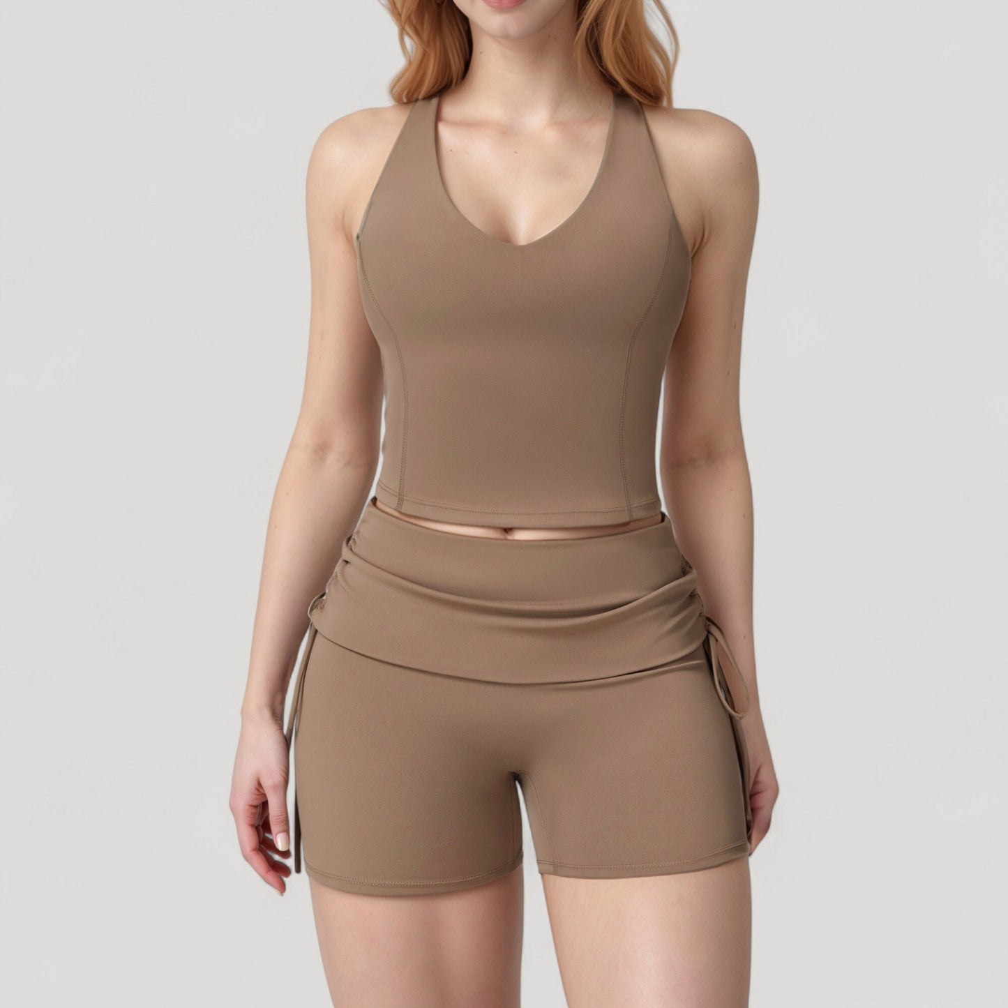 Anna-Kaci Active Women's V-Neck Cropped Tank Top with Racer-Inspired Straps and Smooth Contour Fit for Activewear