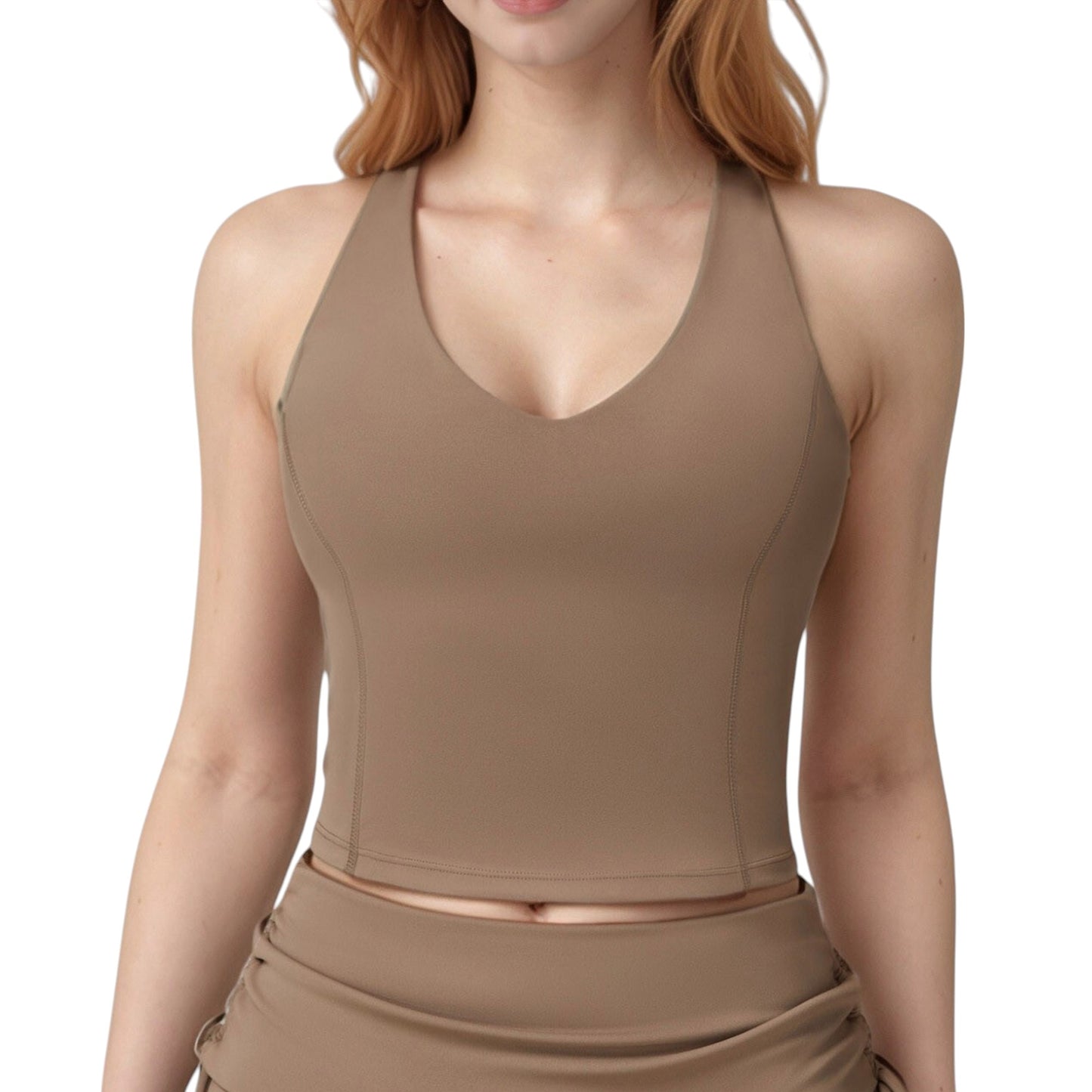 Anna-Kaci Active Women's V-Neck Cropped Tank Top with Racer-Inspired Straps and Smooth Contour Fit for Activewear