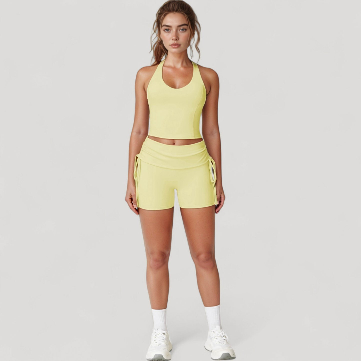 Anna-Kaci Active Women's V-Neck Cropped Tank Top with Racer-Inspired Straps and Smooth Contour Fit for Activewear