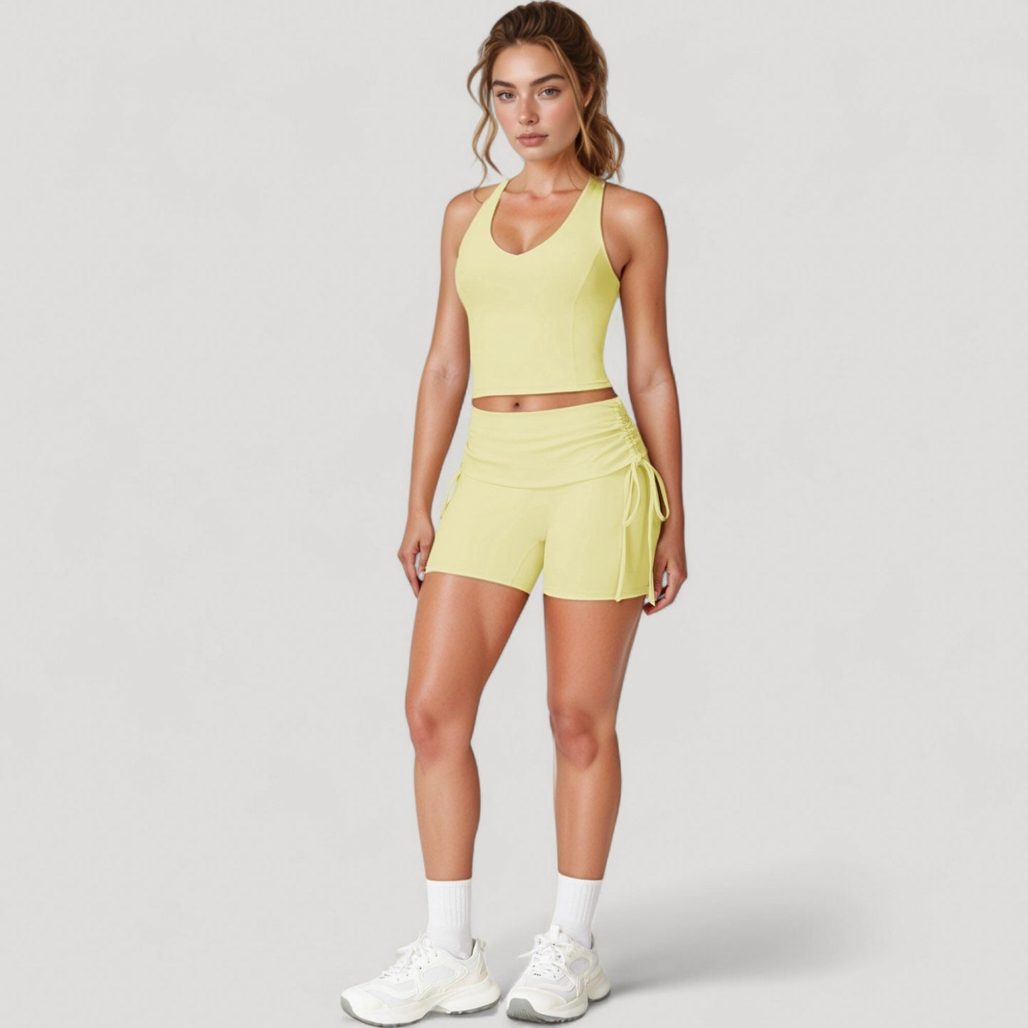 Anna-Kaci Active Women's V-Neck Cropped Tank Top with Racer-Inspired Straps and Smooth Contour Fit for Activewear