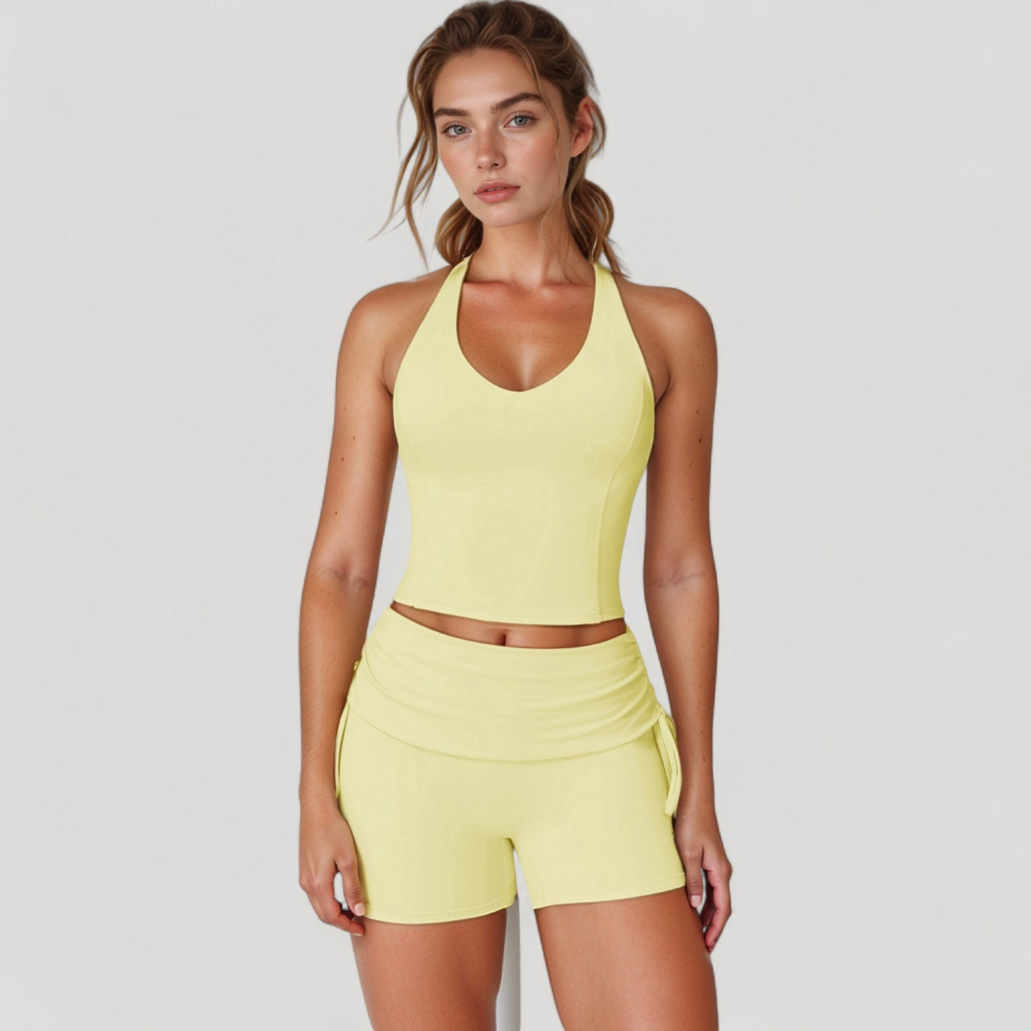 Anna-Kaci Active Women's V-Neck Cropped Tank Top with Racer-Inspired Straps and Smooth Contour Fit for Activewear