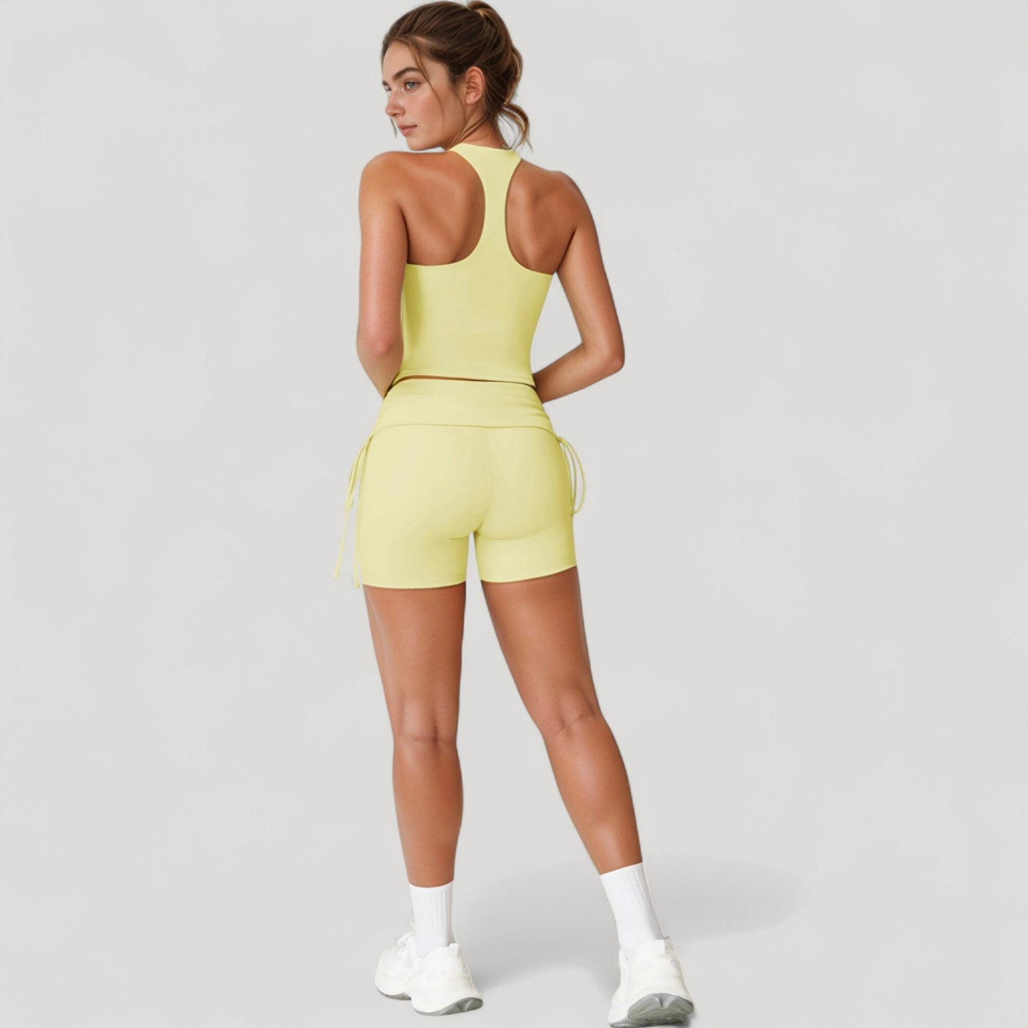 Anna-Kaci Active Women's V-Neck Cropped Tank Top with Racer-Inspired Straps and Smooth Contour Fit for Activewear