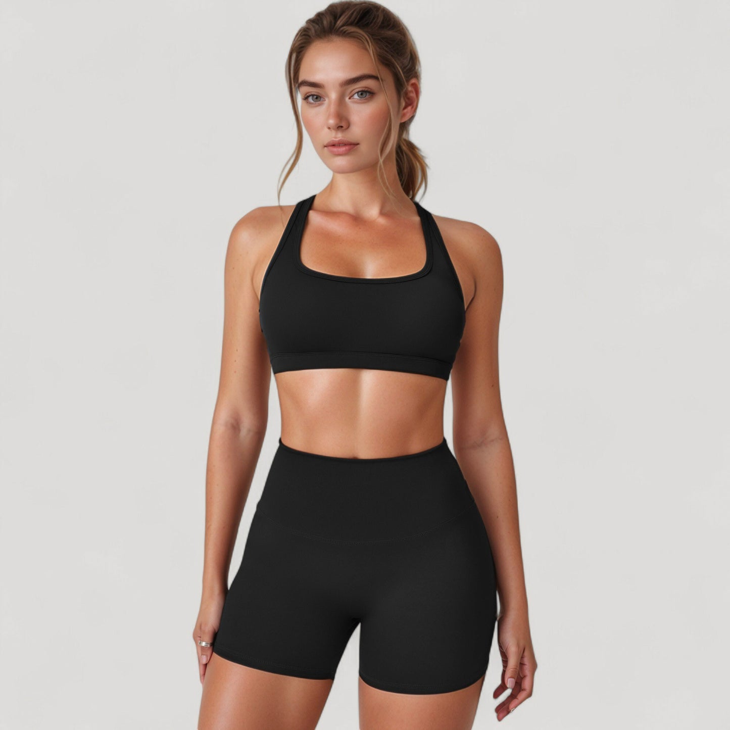 Anna-Kaci Active Women's High Neck Sports Bra with Minimalist T-Back Strap Design and Smooth Stretch Compression Fit