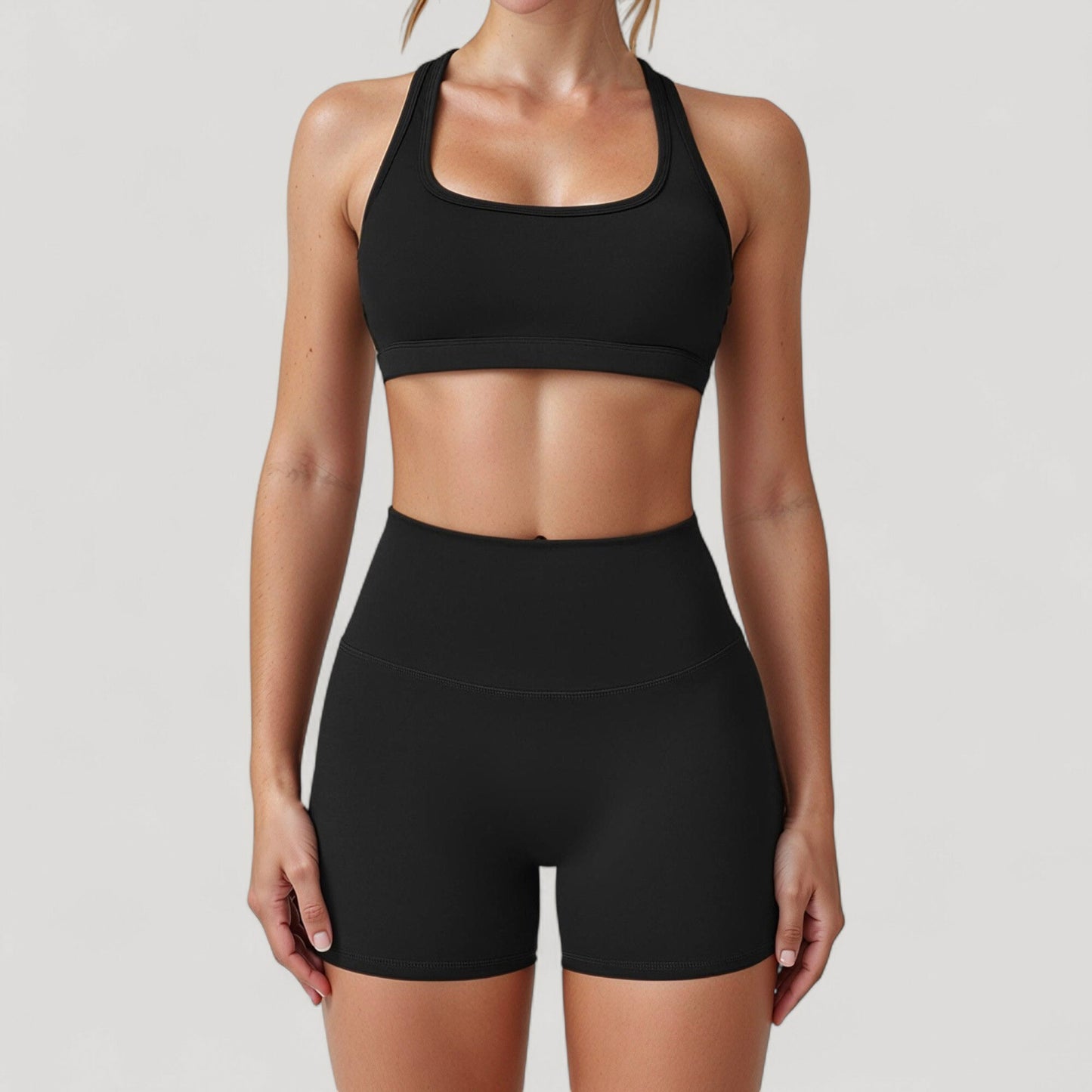 Anna-Kaci Active Women's High Neck Sports Bra with Minimalist T-Back Strap Design and Smooth Stretch Compression Fit