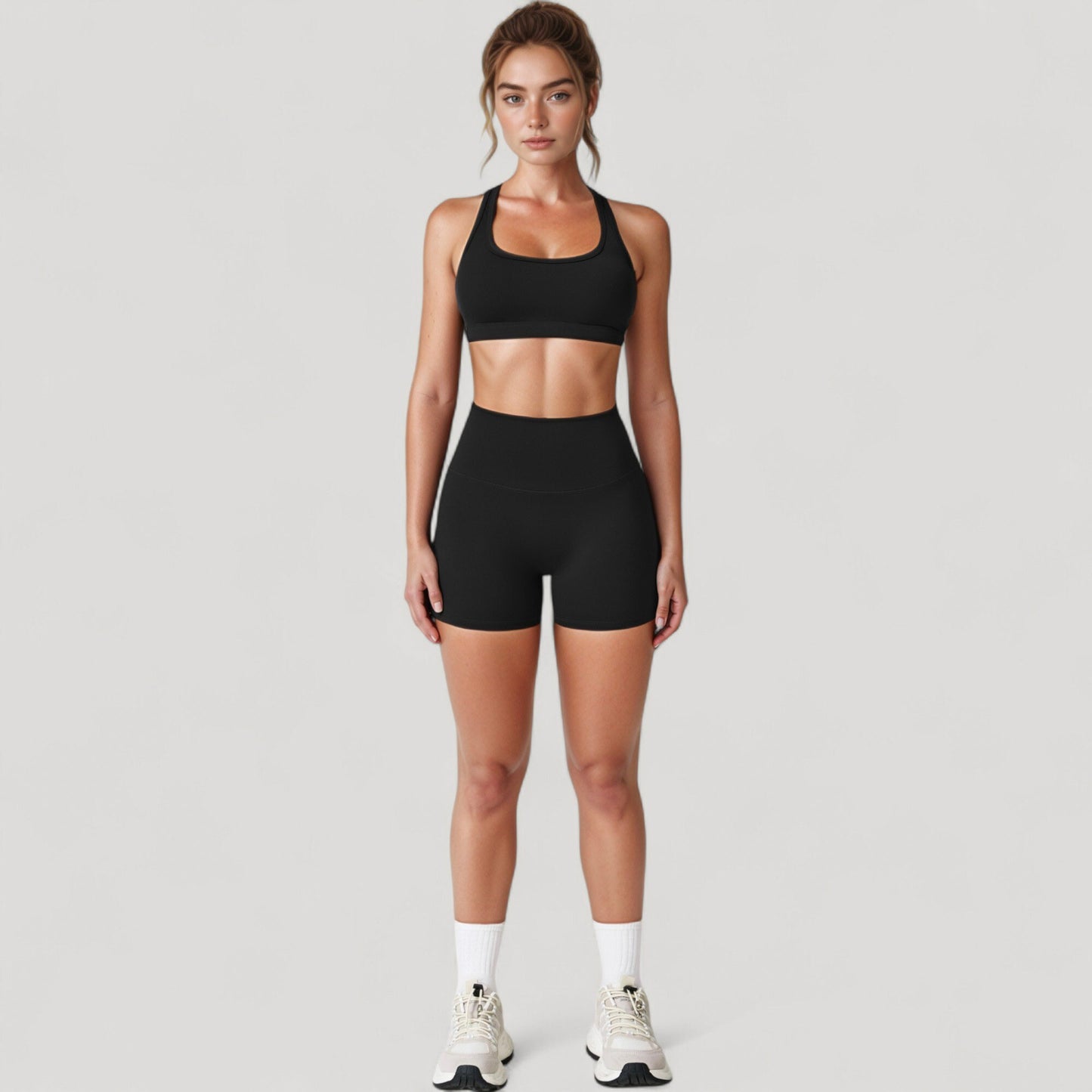 Anna-Kaci Active Women's High Neck Sports Bra with Minimalist T-Back Strap Design and Smooth Stretch Compression Fit