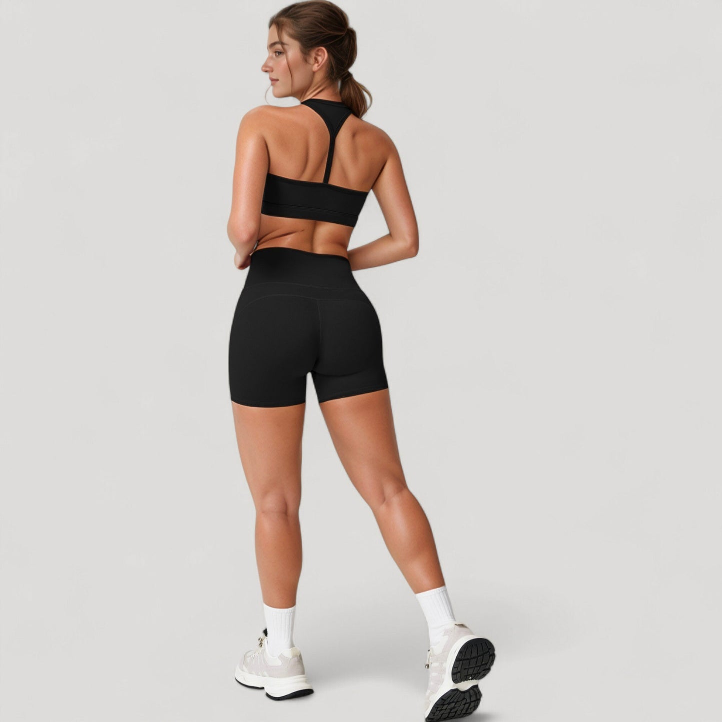 Anna-Kaci Active Women's High Neck Sports Bra with Minimalist T-Back Strap Design and Smooth Stretch Compression Fit