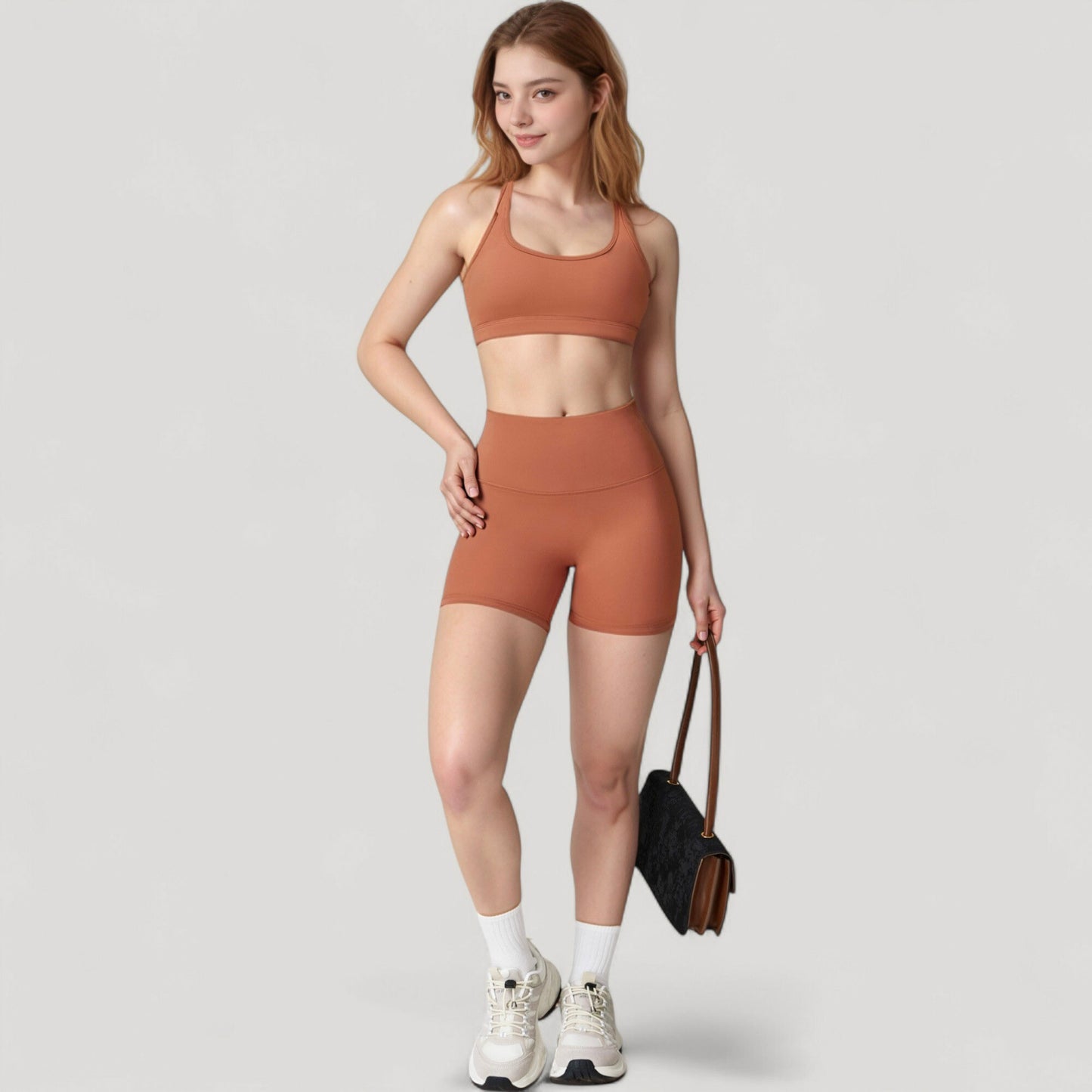 Anna-Kaci Active Women's High Neck Sports Bra with Minimalist T-Back Strap Design and Smooth Stretch Compression Fit