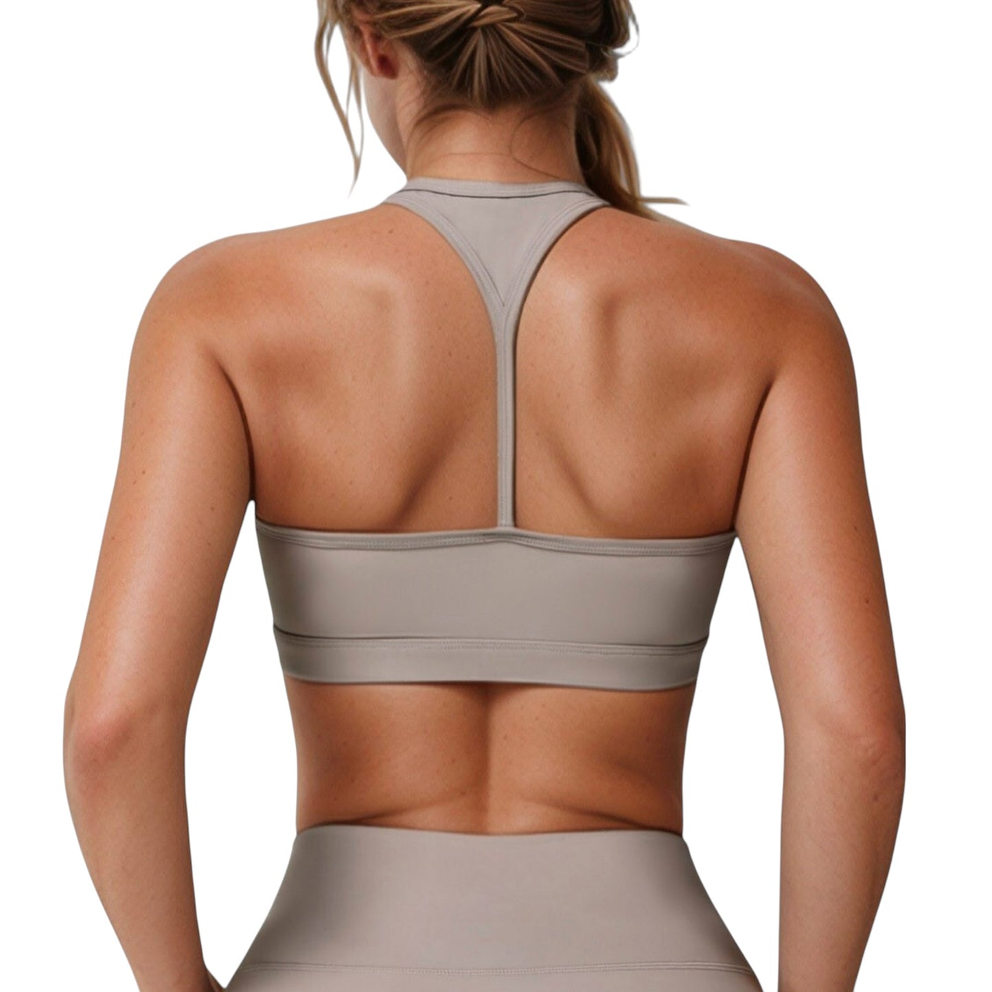 Anna-Kaci Active Women's High Neck Sports Bra with Minimalist T-Back Strap Design and Smooth Stretch Compression Fit