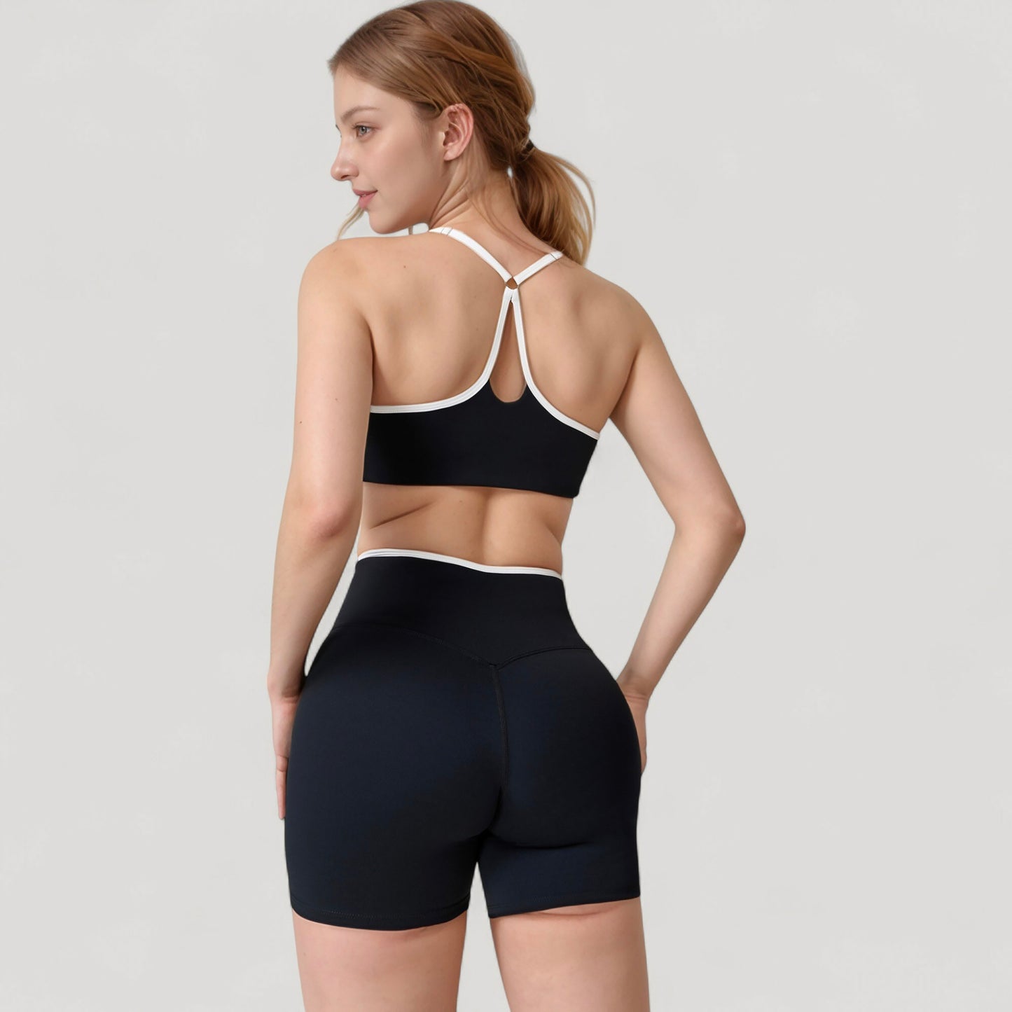 Anna-Kaci Active Women's V-Neck Sports Bra with Contrast Trim and Thin Adjustable Straps