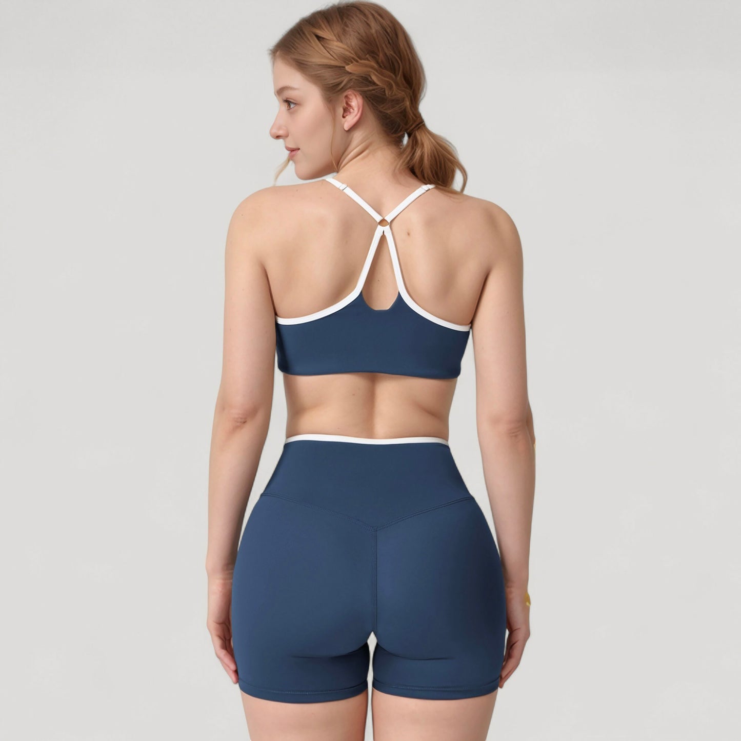 Anna-Kaci Active Women's V-Neck Sports Bra with Contrast Trim and Thin Adjustable Straps